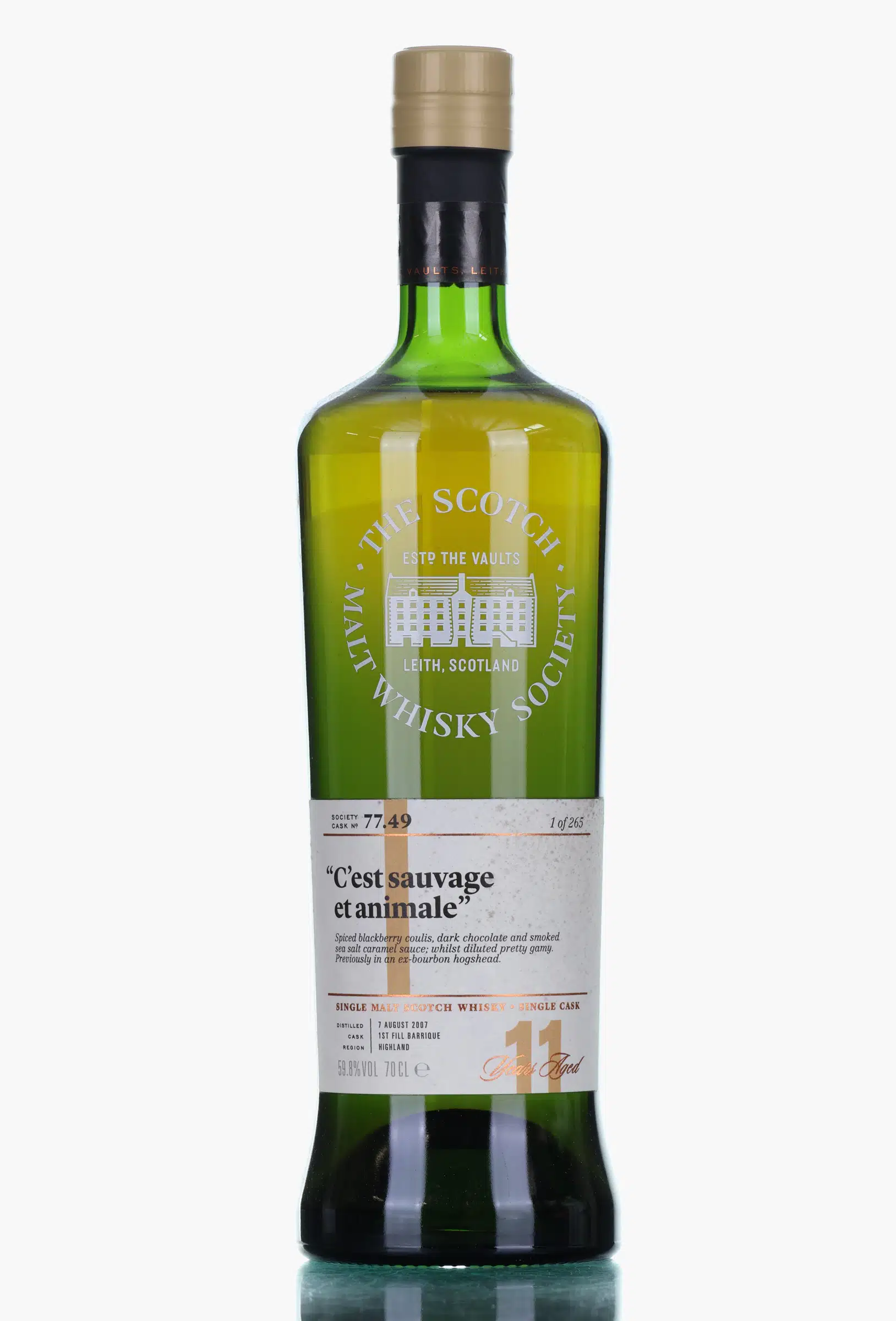 Glen Ord Total Eclipse of Oloroso 11 Year Old, Barrique Cask, Cask #77.49, 2007, The Scotch Malt Whisky Society, 59.8% whisky bottle