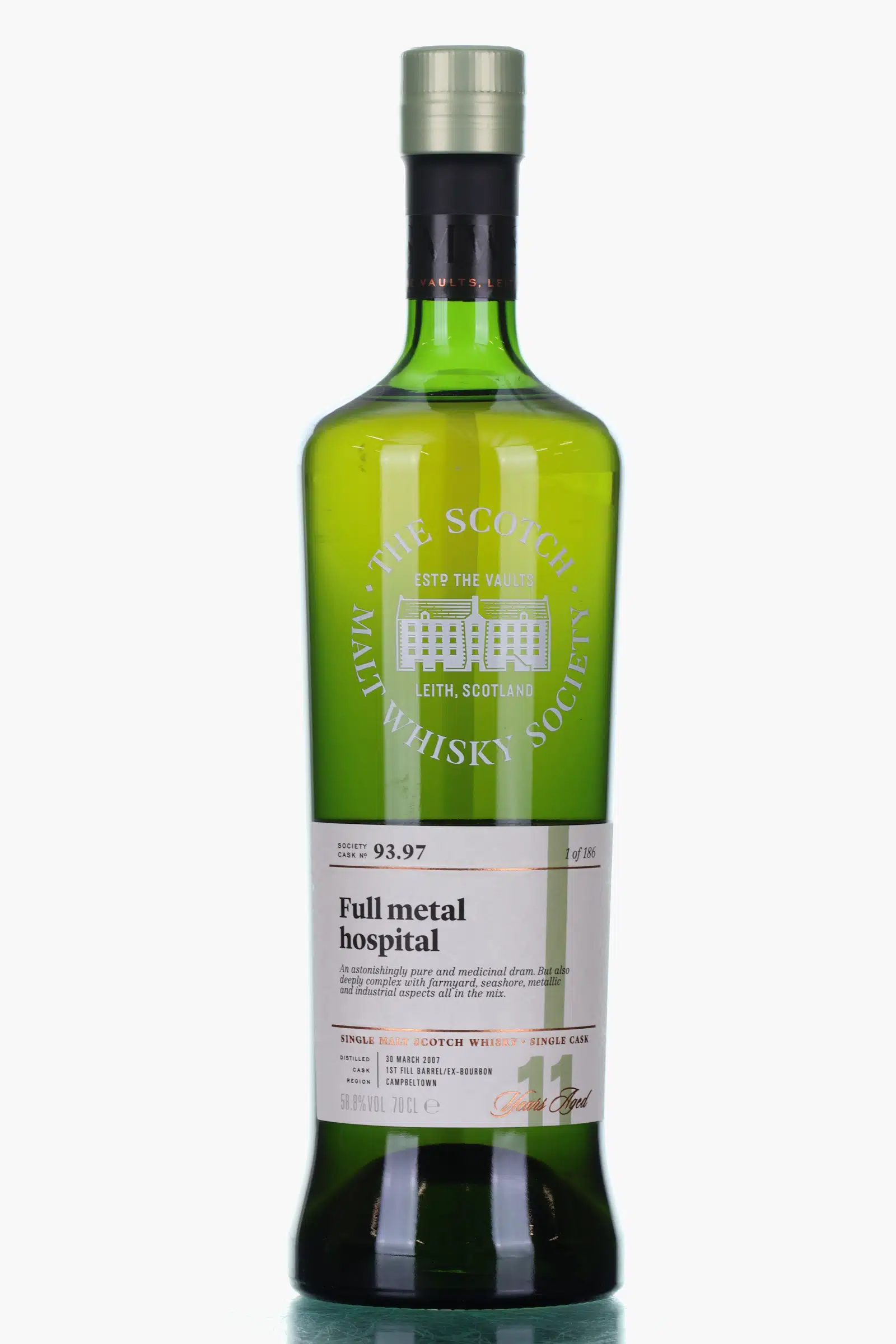 Glen Scotia 11 Year Old, Bourbon Cask, Cask #97, 2007, Scotch Malt Whisky Society, 58.8% whisky bottle