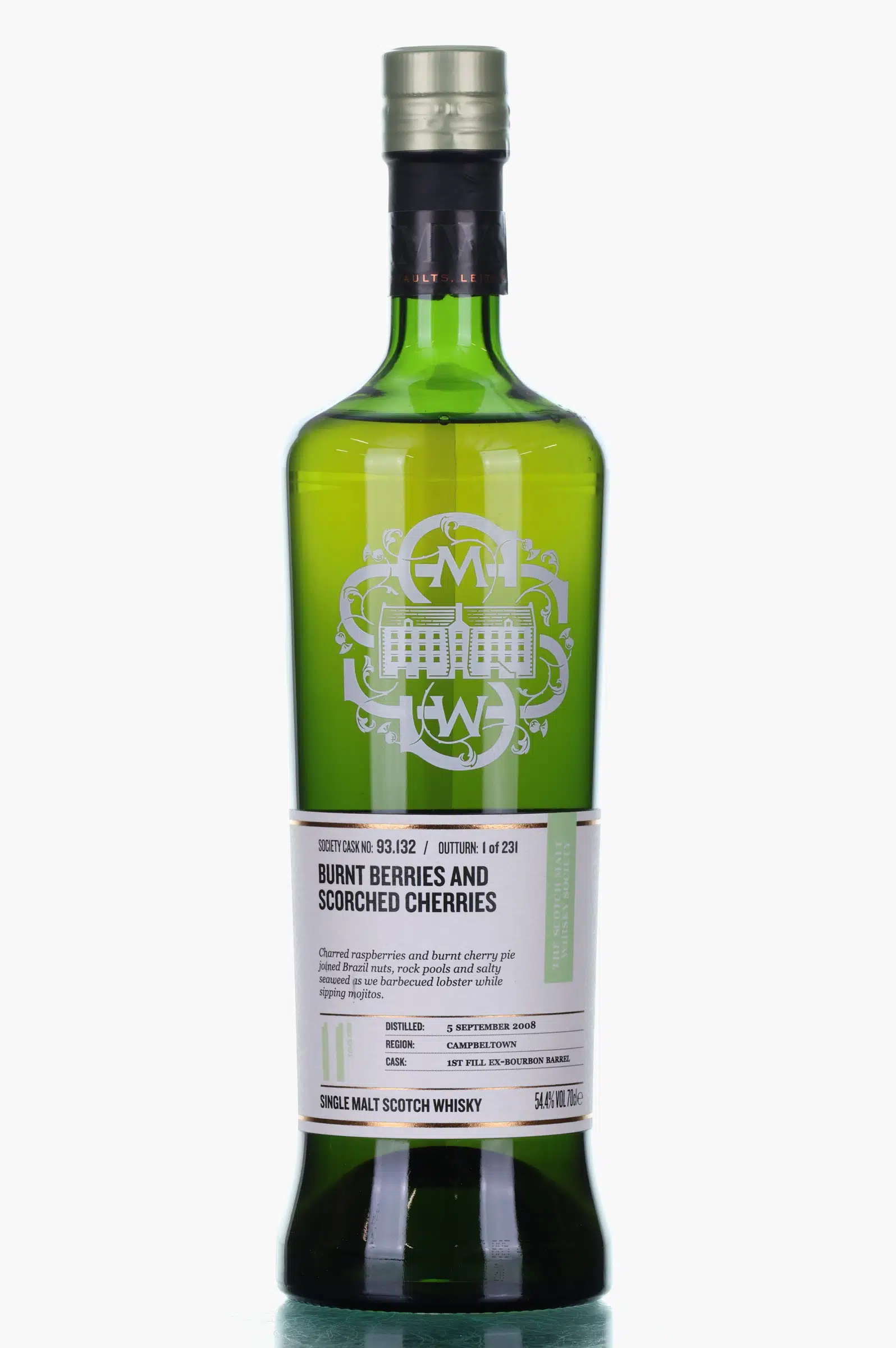 Glen Scotia 11 Year Old, Bourbon Cask, Cask #132, 2008, The Scotch Malt Whisky Society, 54.4% whisky bottle