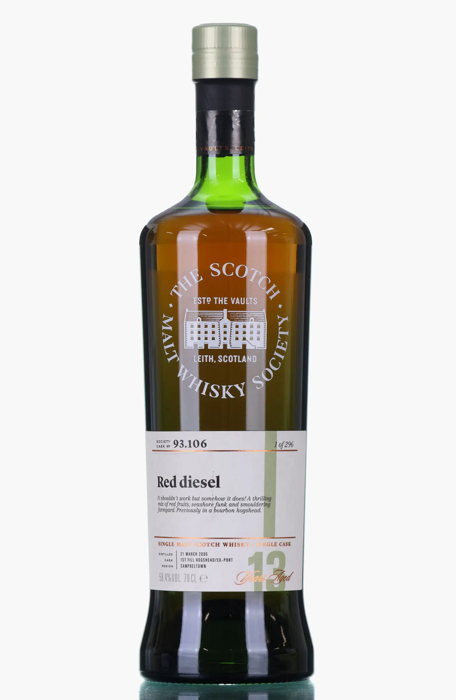 Glen Scotia Red Diesel 13 Year Old, Ex-Port Hogshead Cask, Cask #93.106, 2005, The Scotch Malt Whisky Society, 58.4% whisky bottle