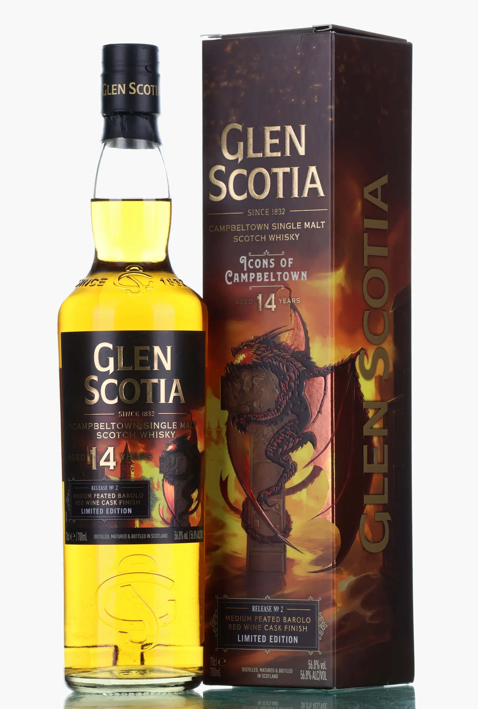 Glen Scotia Icons of Campbeltown 14 Year Old, American Oak & Barolo Wine Cask, Release No. 2, 56.8% whisky bottle