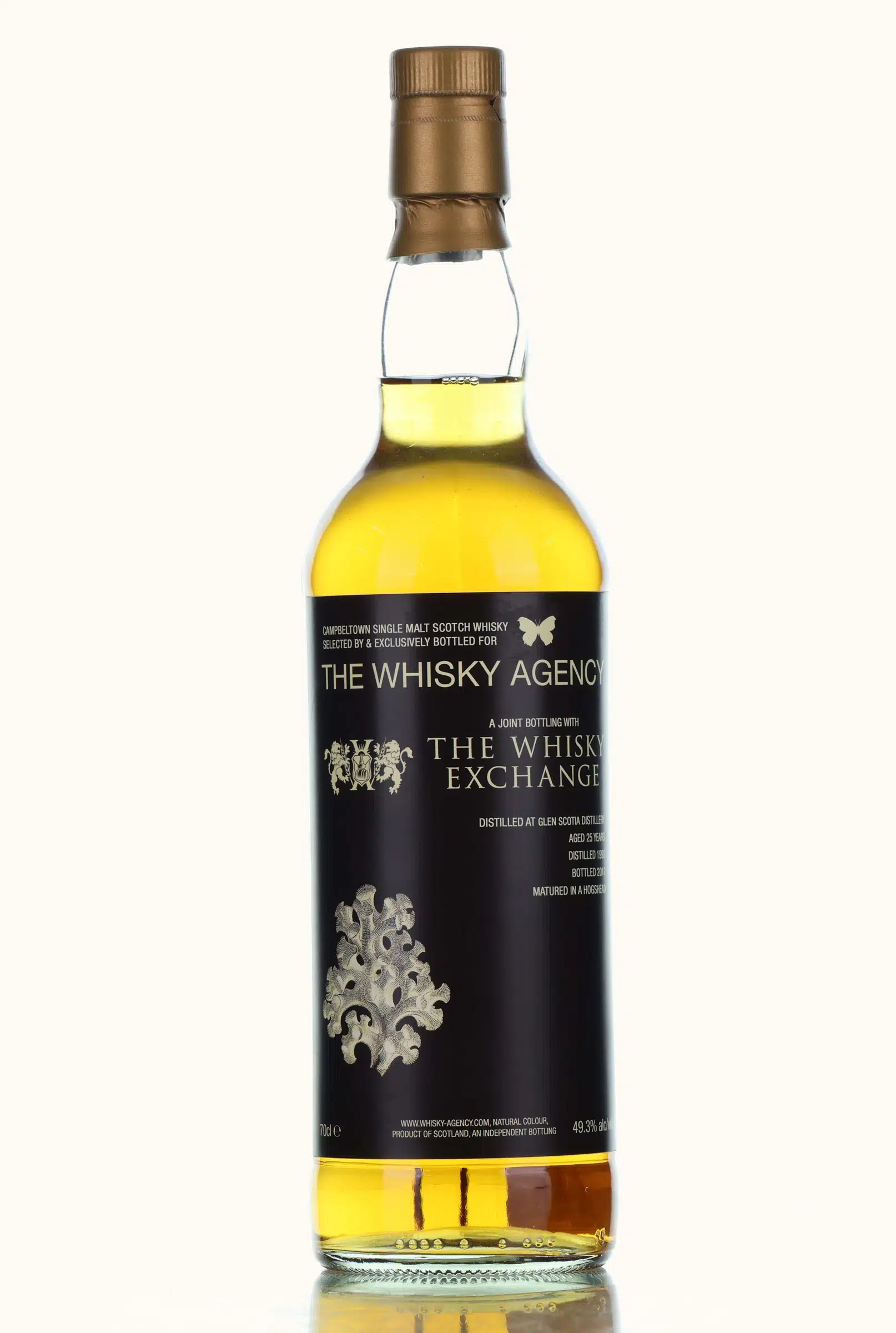Glen Scotia 25 Year Old, Hogshead Cask, 1992, The Whisky Agency, 49.3% whisky bottle