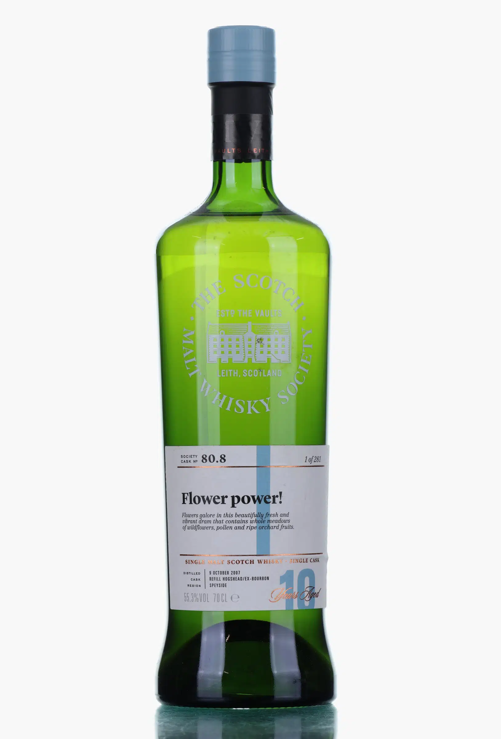 Glen Spey Flower Power! 10 Year Old, Bourbon Cask, Cask #80.8, 2007, The Scotch Malt Whisky Society, 55.3%