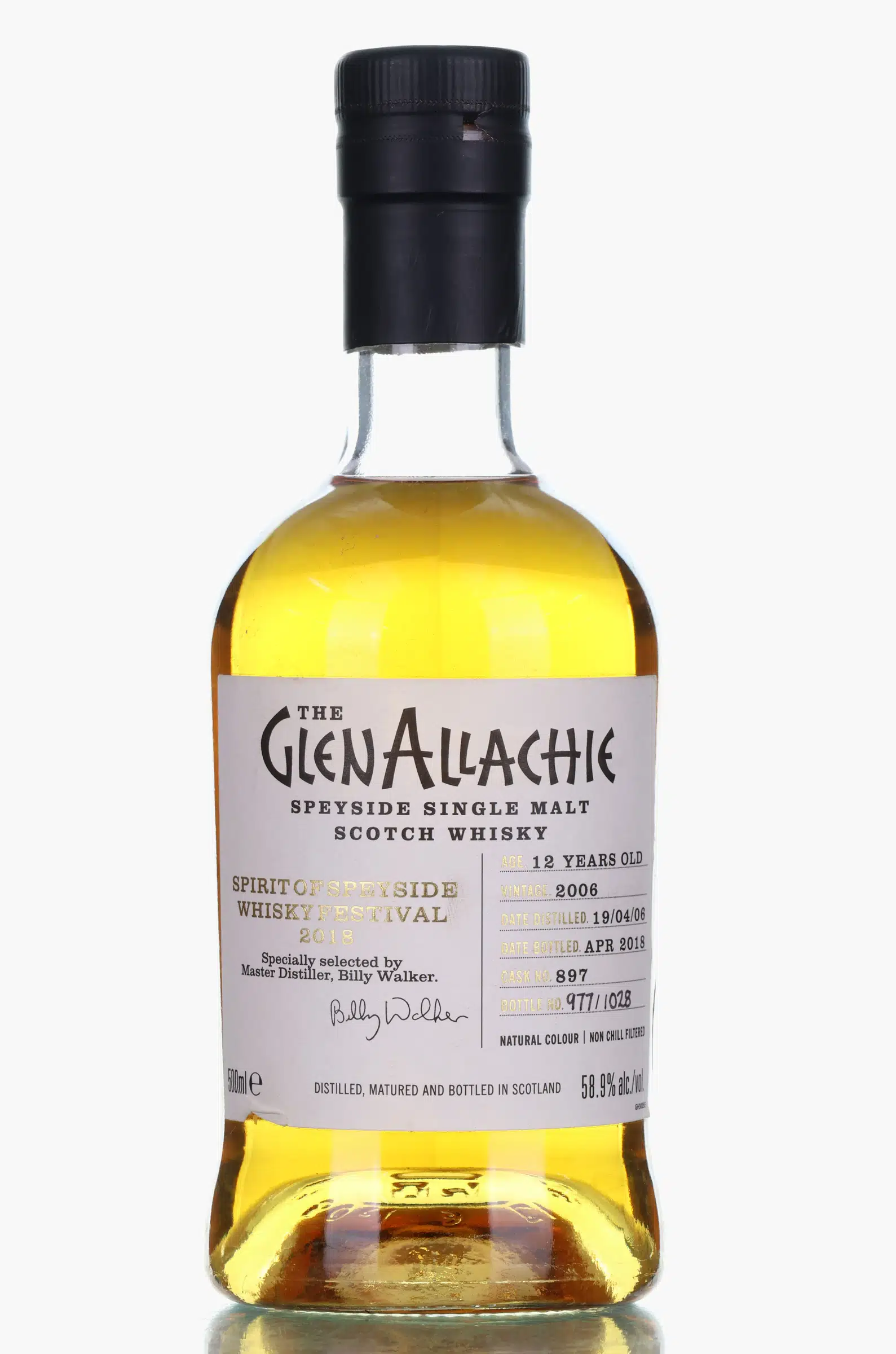Glenallachie Spirit of Speyside Whisky Festival 12 Year Old, Cask #897, 2018, 58.9% whisky bottle