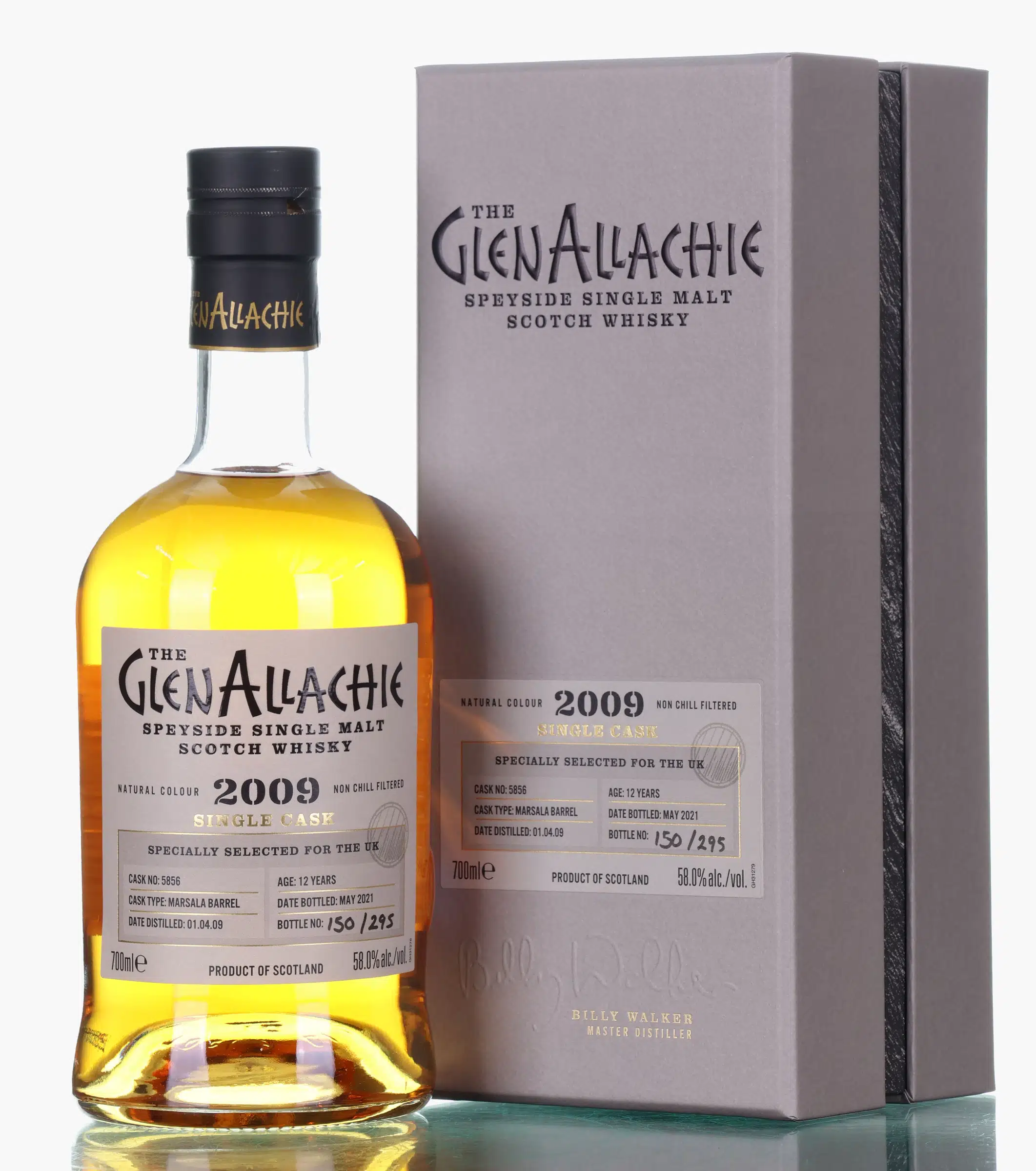 GlenAllachie Single Cask #5856 For The UK 12 Year Old, Marsala Cask, Cask #5856, 2021, 58% whisky bottle