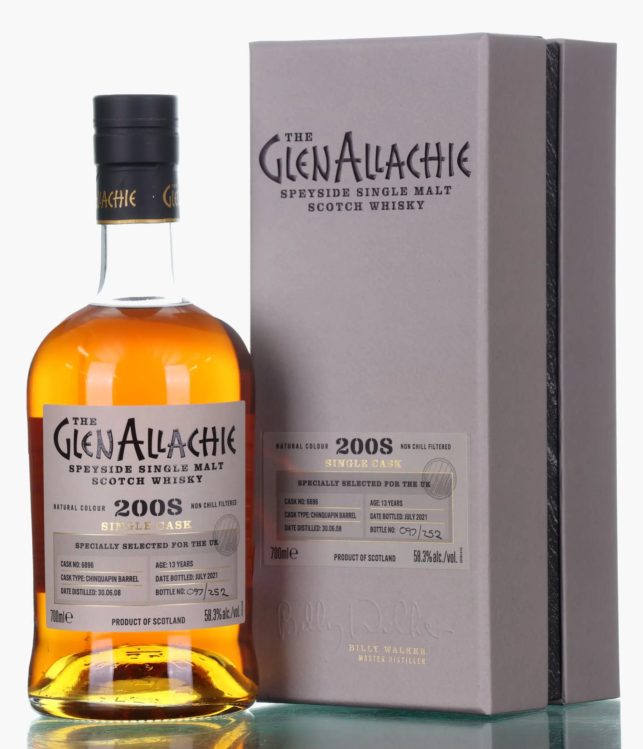 Glenallachie Single Cask 13 Year Old, Chinquapin Virgin Oak Cask, Cask #6896, Batch No. 5, 2021, 58.3% whisky bottle