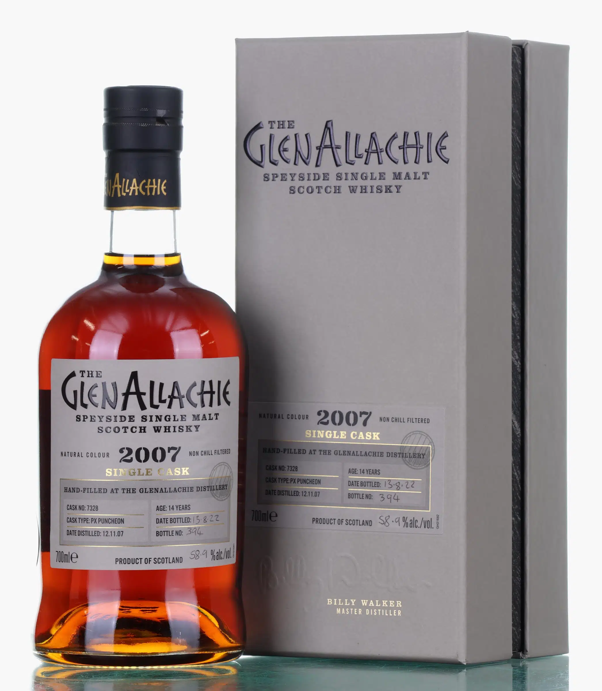 GlenAllachie Single Cask #14 Year Old, PX Puncheon Cask, Cask #7328, 2022, 58.9% whisky bottle