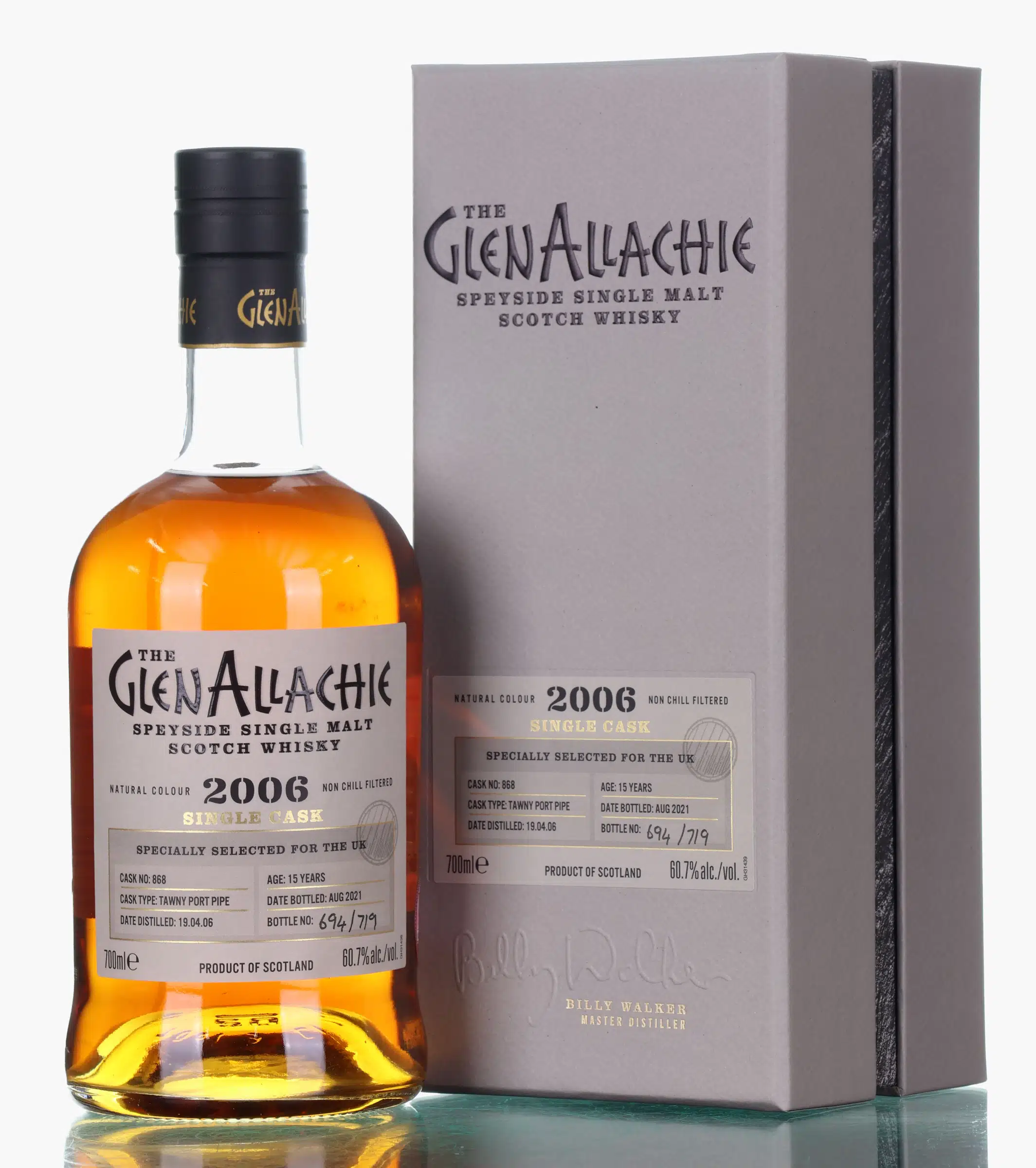 GlenAllachie UK Single Cask Release 15 Year Old, Pedro Ximénez Puncheon Cask, Cask #868, Batch No. 5, 2021, 60.7% whisky bottle
