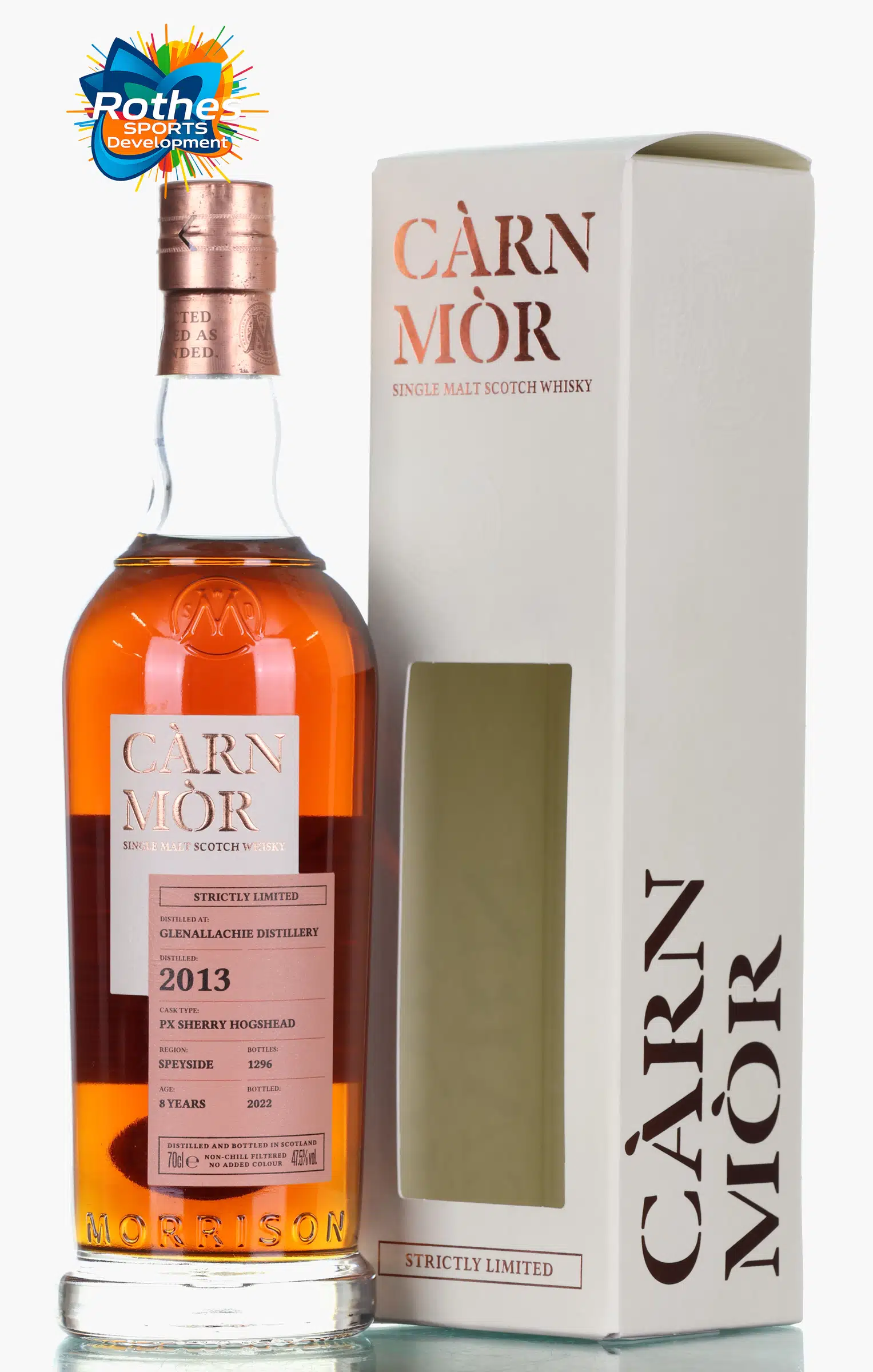 Glenallachie Carn Mor Strictly Limited 8 Year Old, PX Sherry Hogshead Cask, 2013, Morrison & Mackay, 47.5% whisky bottle