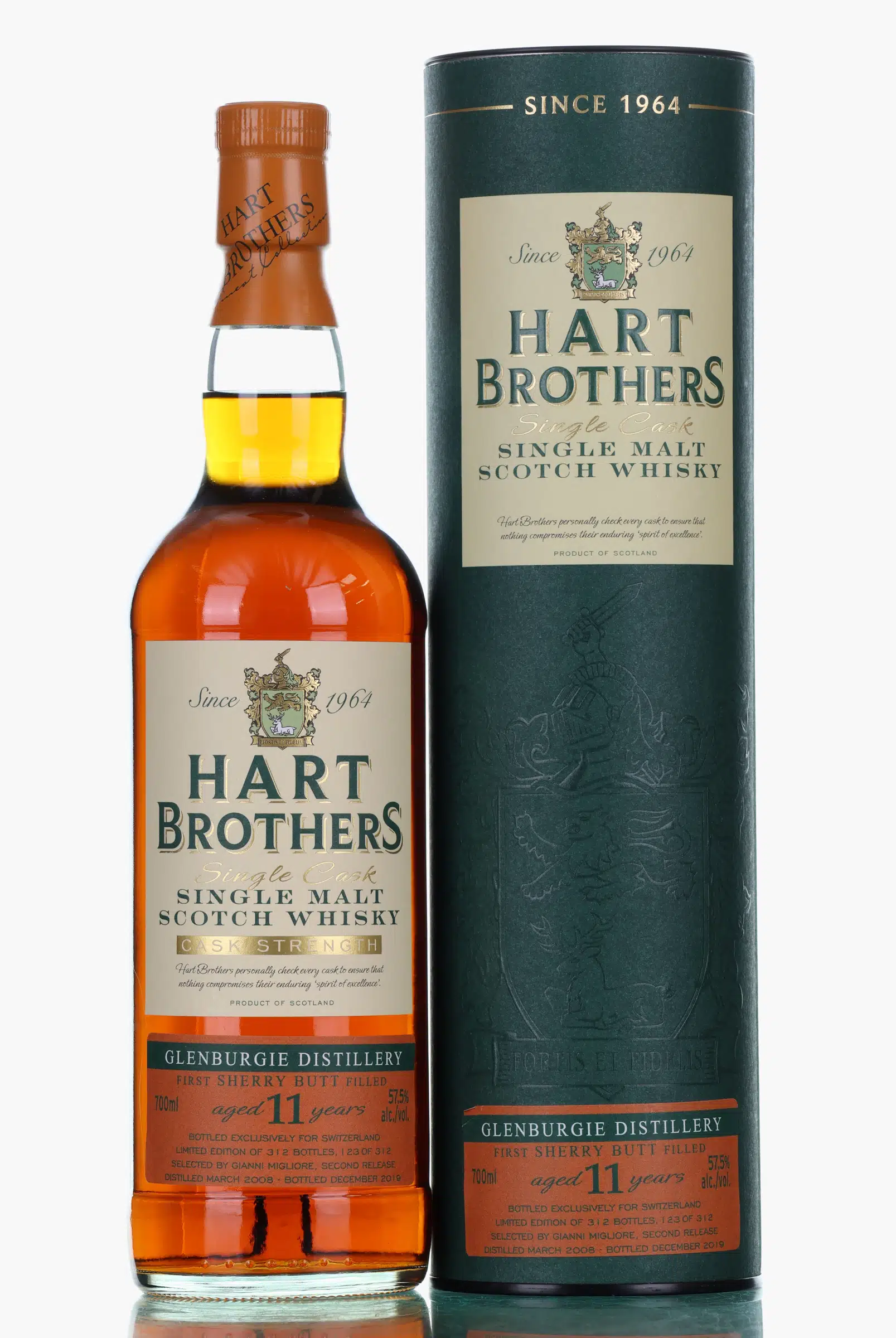 Glenburgie Cask Strength 11 Year Old, Sherry Butt Cask, 2008, Hart Brothers, 57.5% whisky bottle