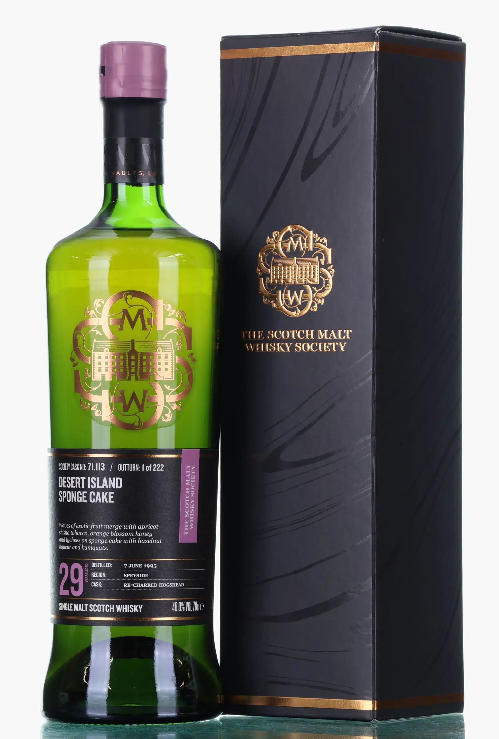 Glenburgie Dessert Island Sponge Cake 29 Year Old, Re-Charred Hogshead Cask #71.113, 1995, The Scotch Malt Whisky Society, 48% whisky bottle