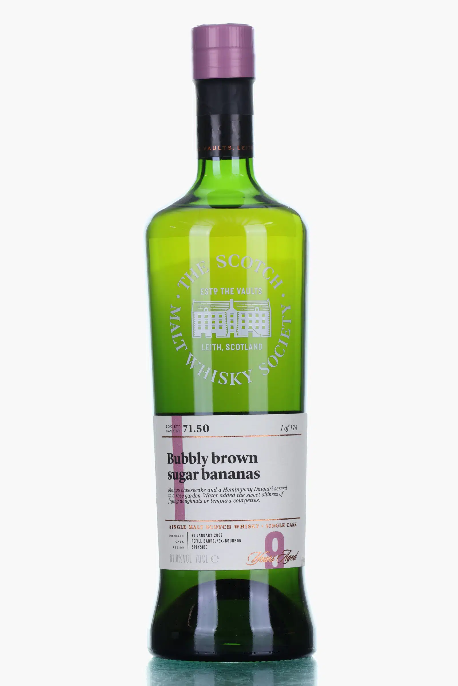 Glenburgie Bubbly Brown Sugar Bananas 9 Year Old, Refill Bourbon Cask, Cask #71.50, 2008, The Scotch Malt Whisky Society, 61% whisky bottle