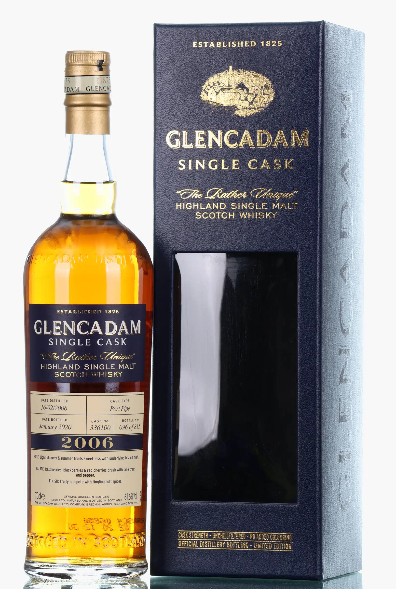 Glencadam Single Cask 13 Year Old, Port Pipe Cask, Cask #336100, 2020, 61.6% whisky bottle