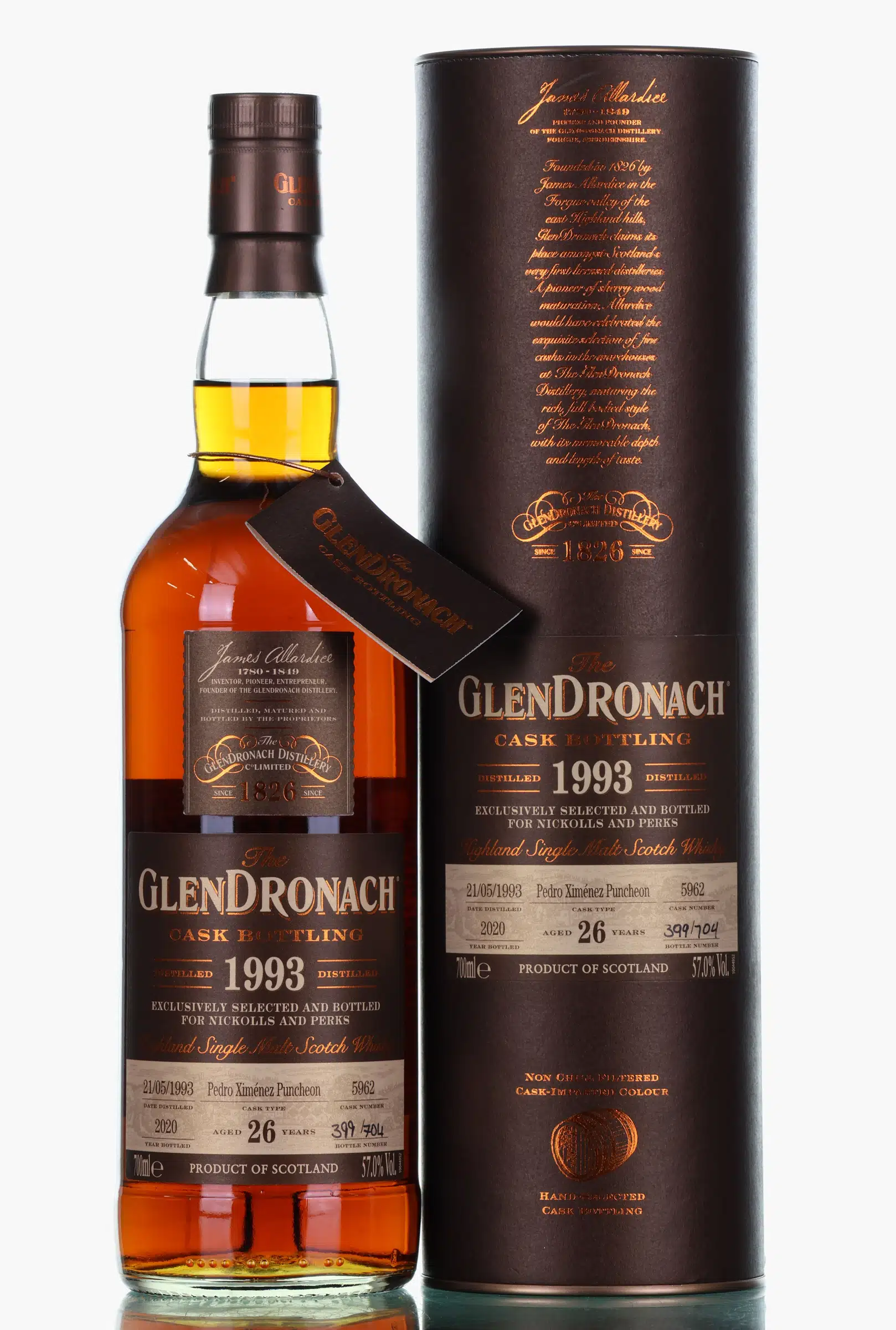 GlenDronach Cask Bottling 26 Year Old, Pedro Ximénez Puncheon Cask, Cask #5962, 2020, 57% whisky bottle