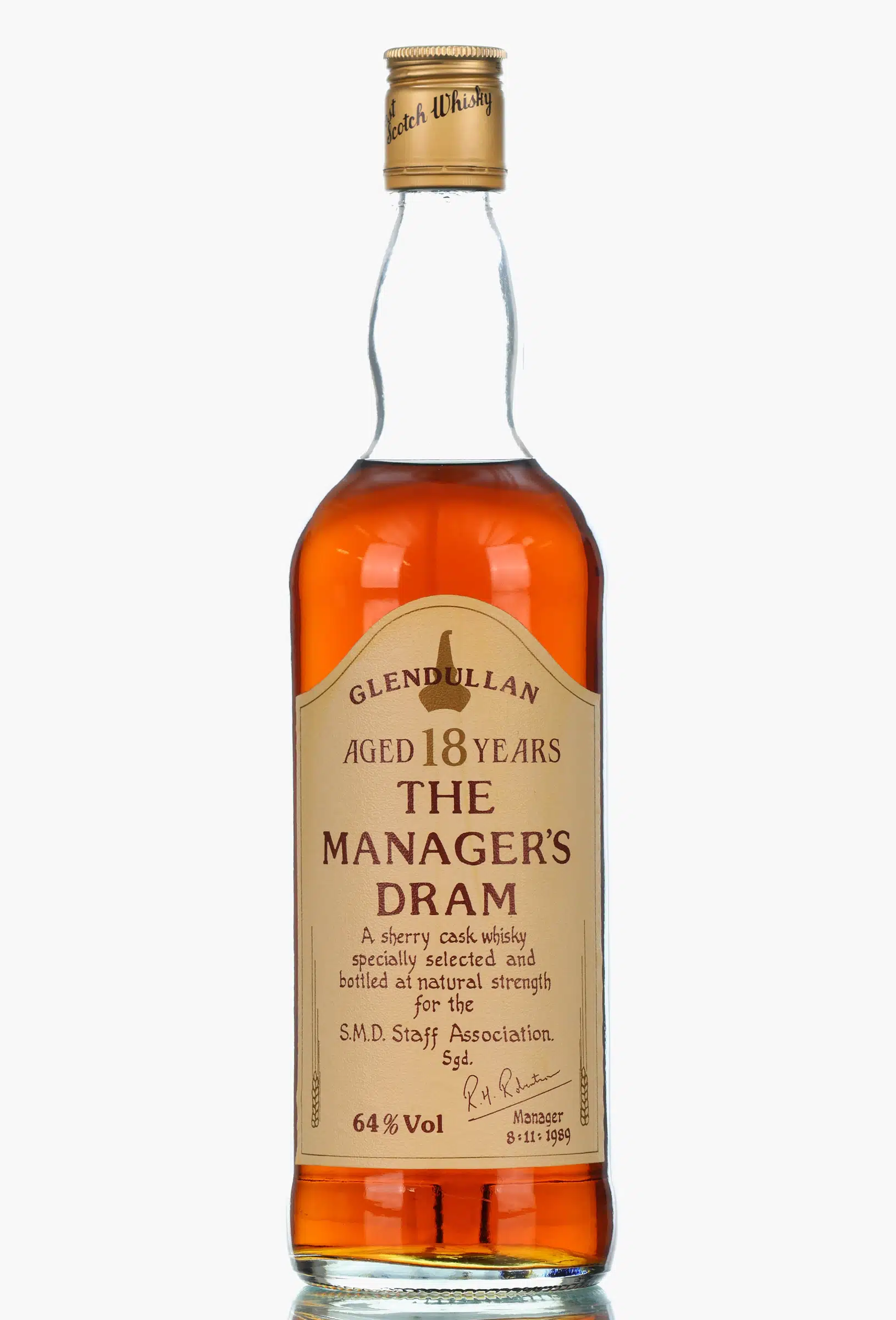 Glendullan The Manager's Dram 18 Year Old, Sherry Cask, 1989, 64% whisky bottle