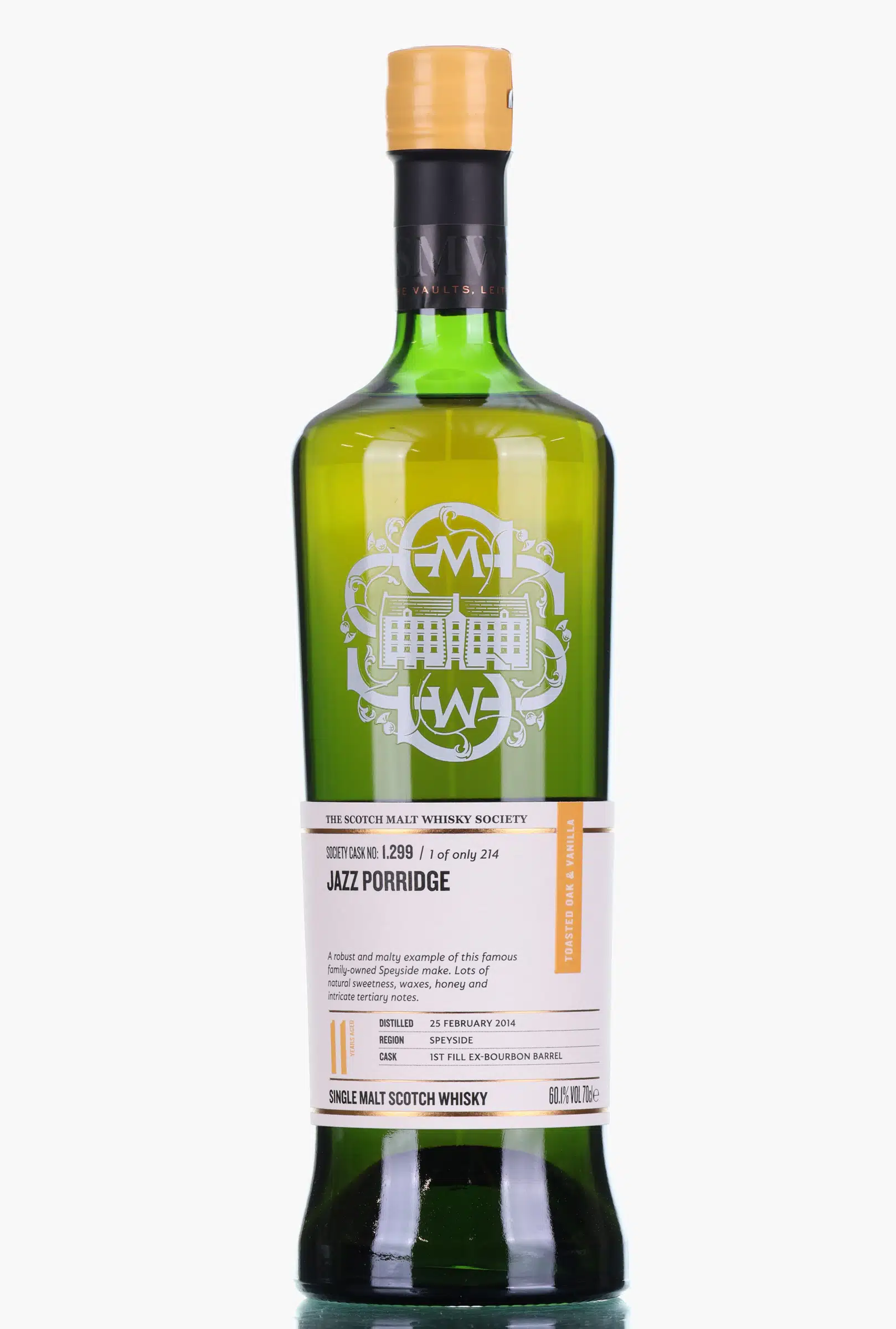Glenfarclas 11 Years Old 2014 SMWS 1.299 | Jazz Porridge, Bourbon Cask, Cask #1.299, 2014, The Scotch Malt Whisky Society, 60.1% whisky bottle