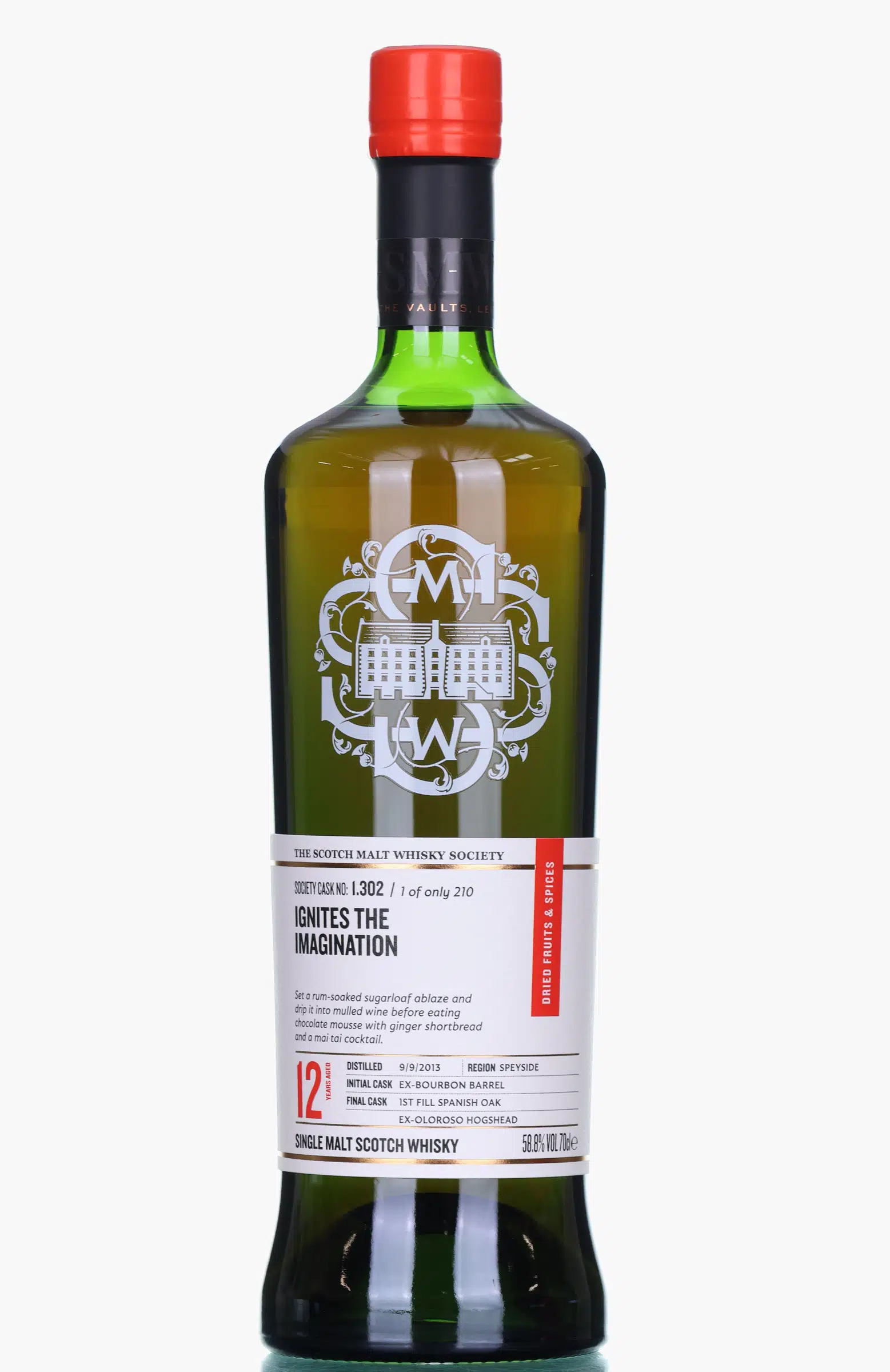 Glenfarclas Ignites The Imagination 12 Year Old, Bourbon & Sherry Cask, Cask #1.302, 2013, The Scotch Malt Whisky Society, 58.8% whisky bottle