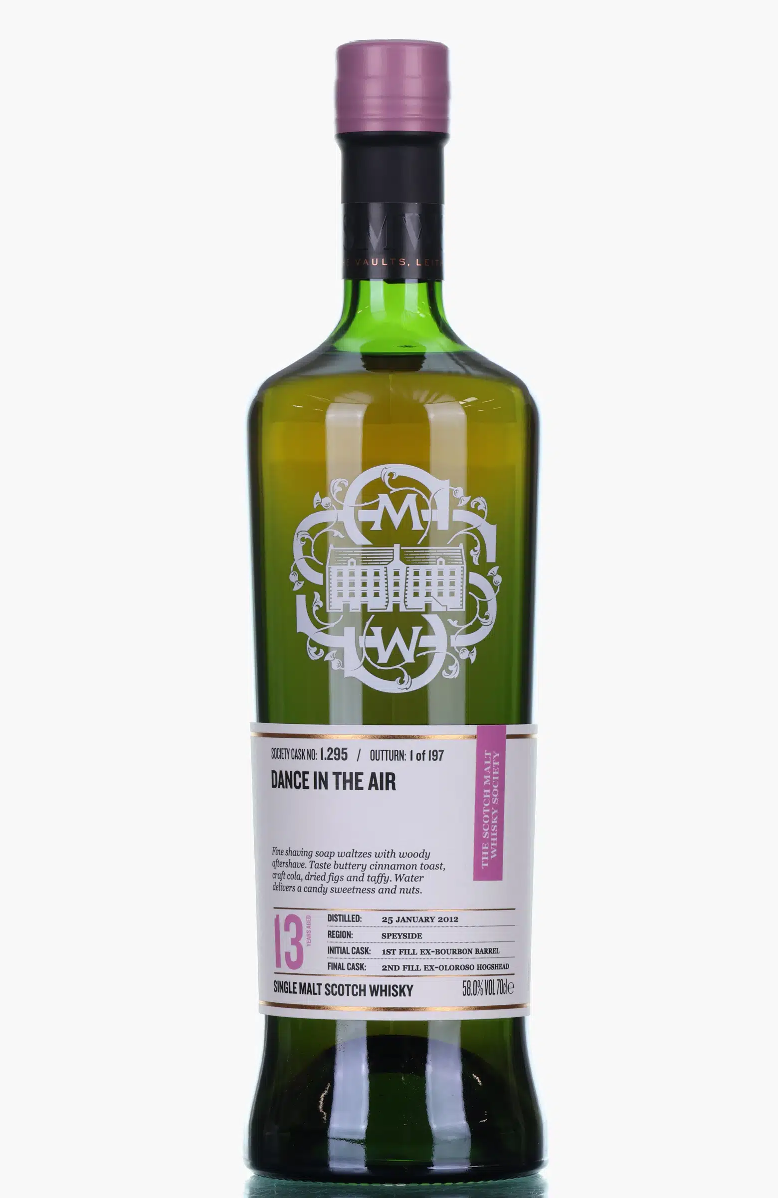Glenfarclas Dance in the Air 13 Year Old, Bourbon & Oloroso Sherry Cask, 2012, The Scotch Malt Whisky Society, 58% whisky bottle