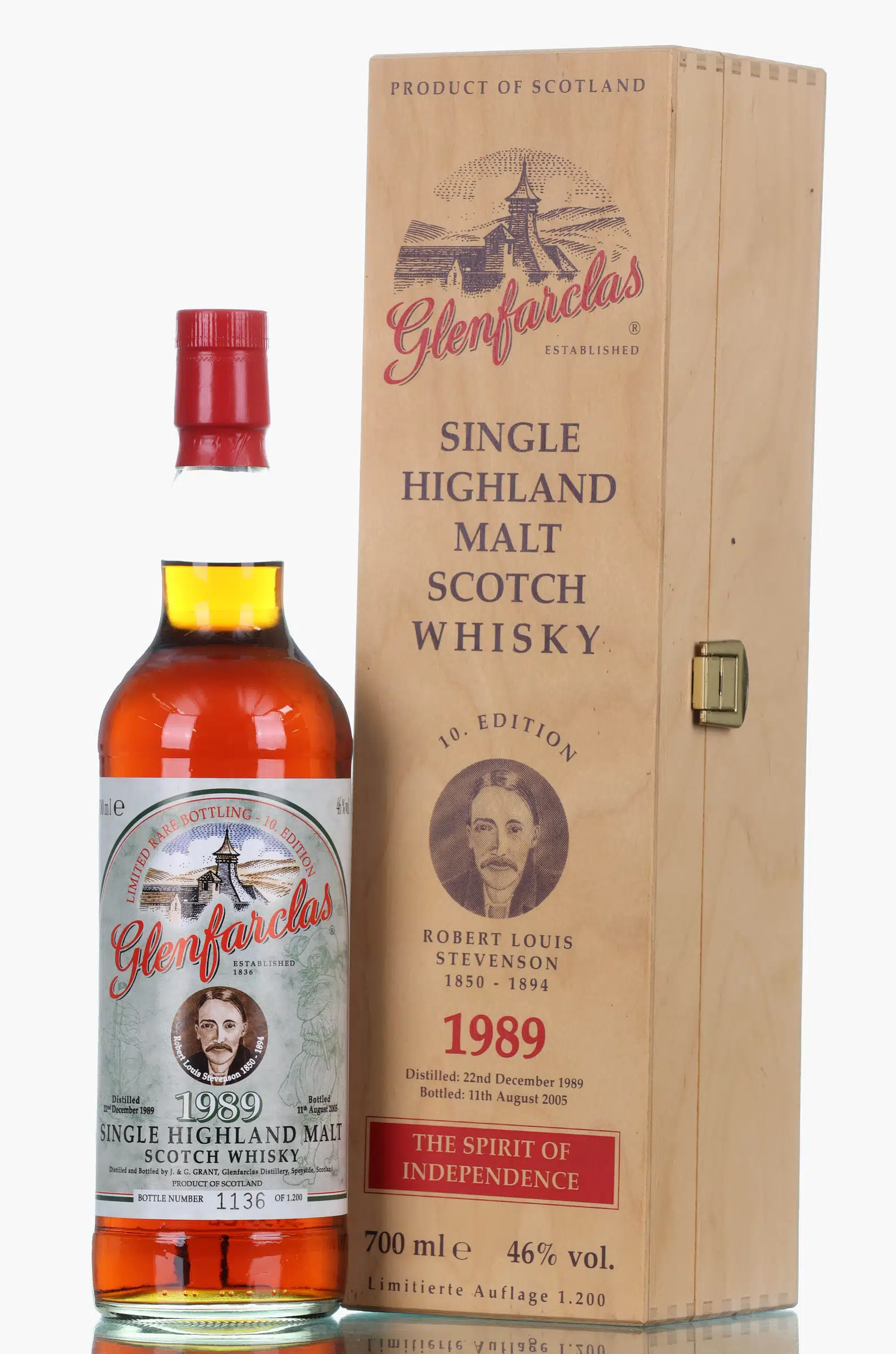 Glenfarclas The Spirit of Independence Edition No. 10 15 Year Old, Sherry Hogshead Cask, No. 10, 2005, 46% whisky bottle
