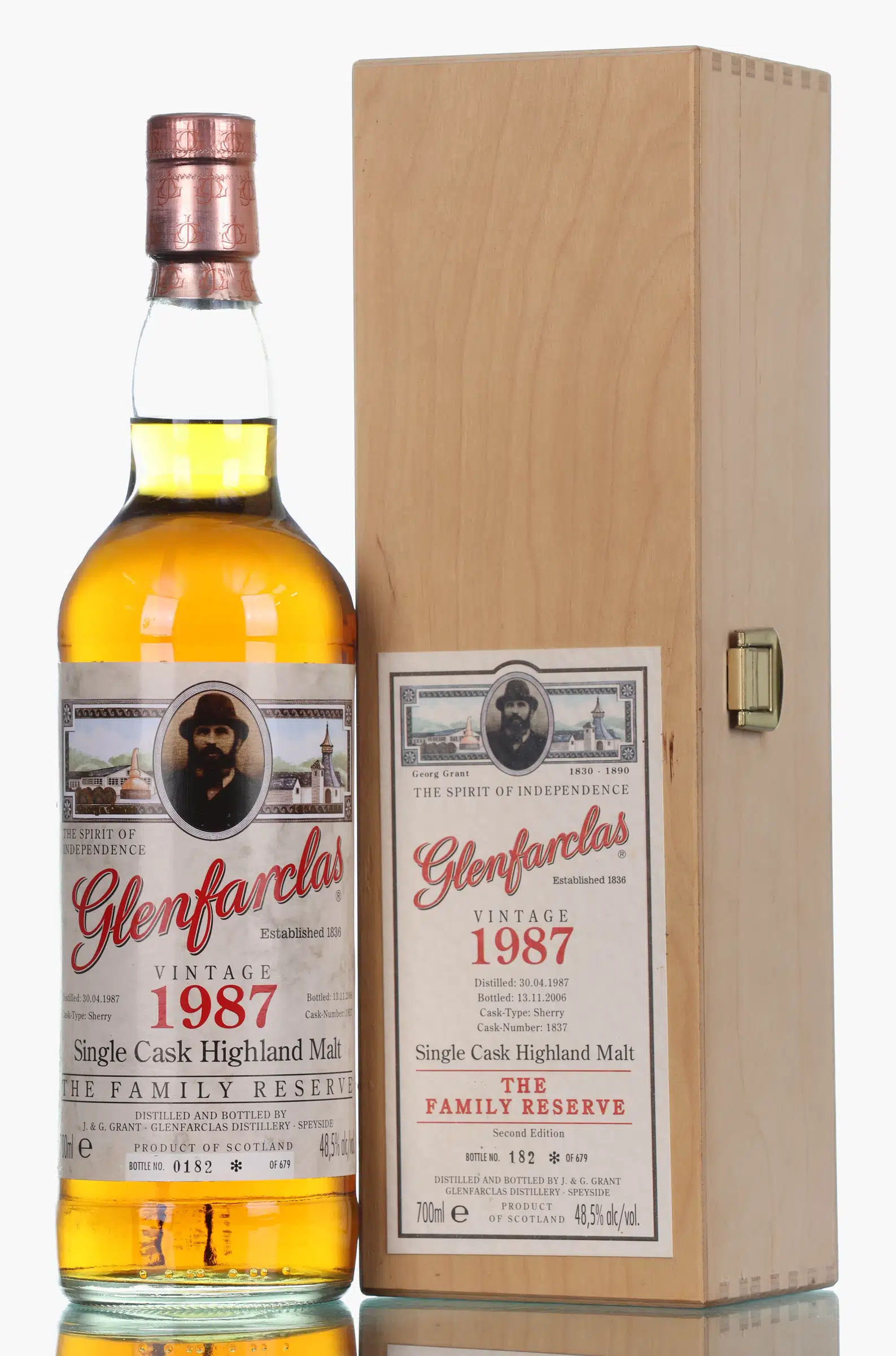 Glenfarclas The Family Reserve 19 Year Old, Sherry Cask, Cask #1837, 2006, 48.5% whisky bottle