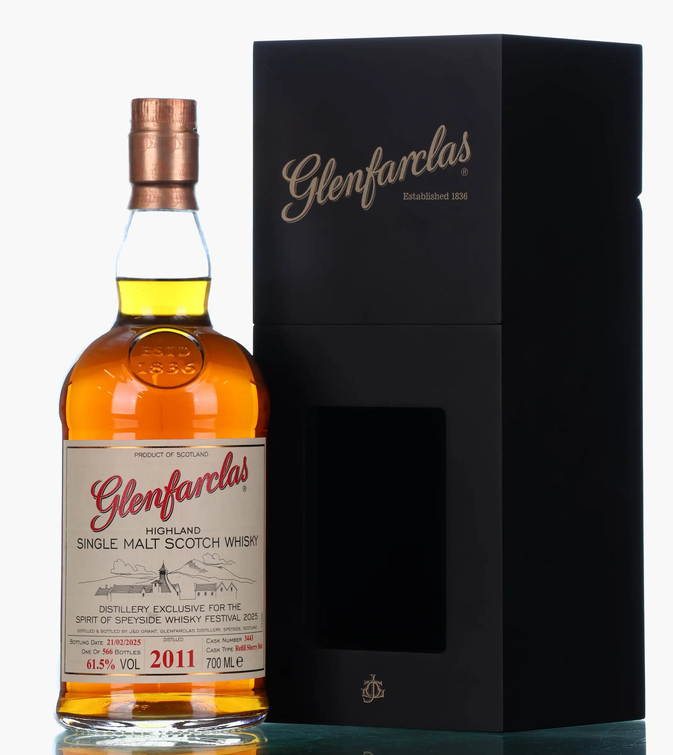 Glenfarclas Spirit of Speyside Festival 14 Year Old, Refill Sherry Cask, Cask #3443, 2025, 61.5% whisky bottle