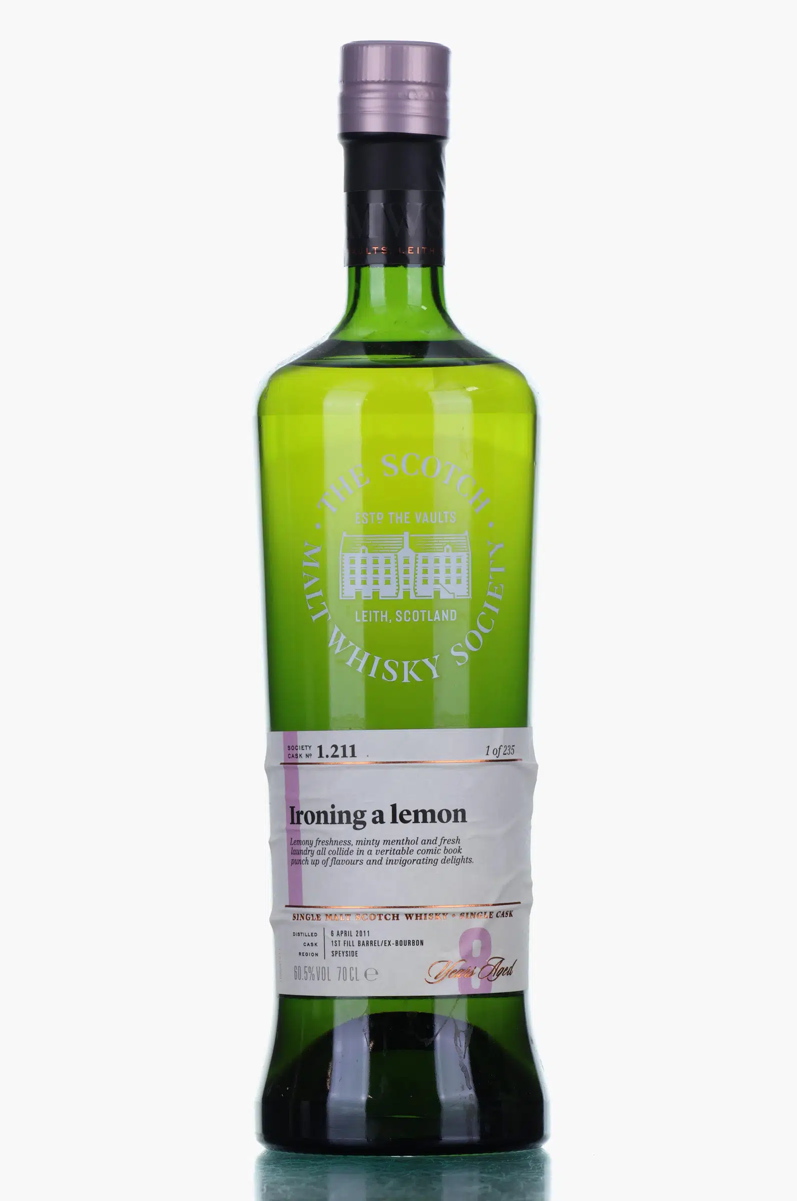 Glenfarclas Ironing a Lemon 8 Year Old, Bourbon Cask, Cask #1.211, 2011, The Scotch Malt Whisky Society, 60.5% whisky bottle