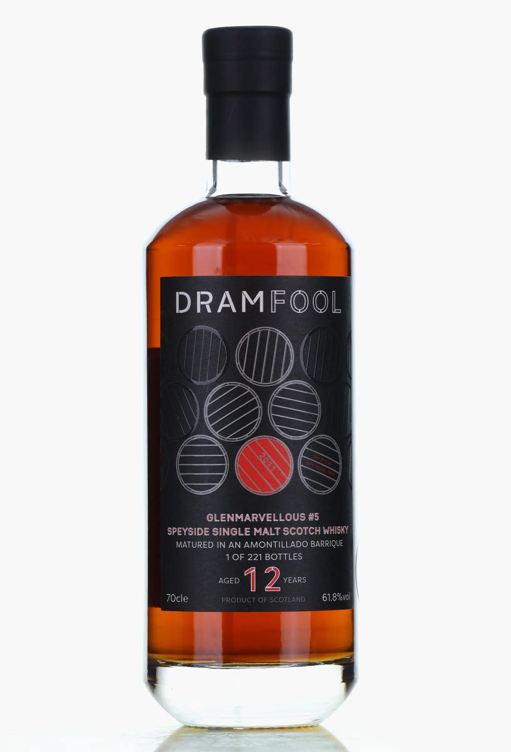 Glenfarclas Glenmarvellous #5 12 Year Old, Amontillado Sherry Cask, 2011, Dramfool, 61.8% whisky bottle
