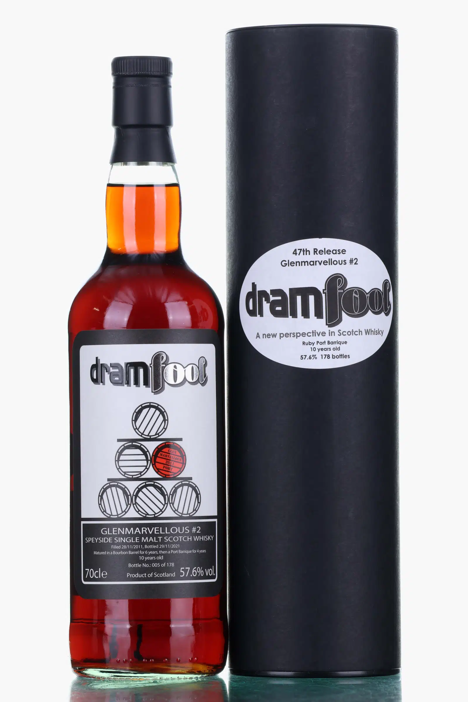 Glenfarclas Glenmarvellous No. 2 10 Year Old, Bourbon & Port Cask, 2011, Dramfool, 57.6% whisky bottle