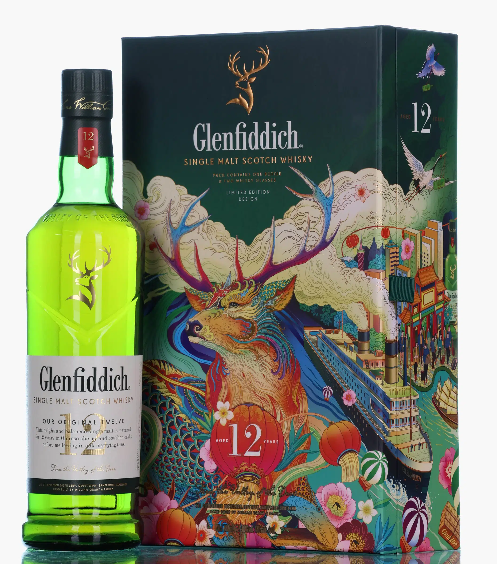 Glenfiddich Chinese New Year Limited Edition 12 Year Old, Oloroso Sherry & Bourbon Cask, 2022, 40% whisky bottle