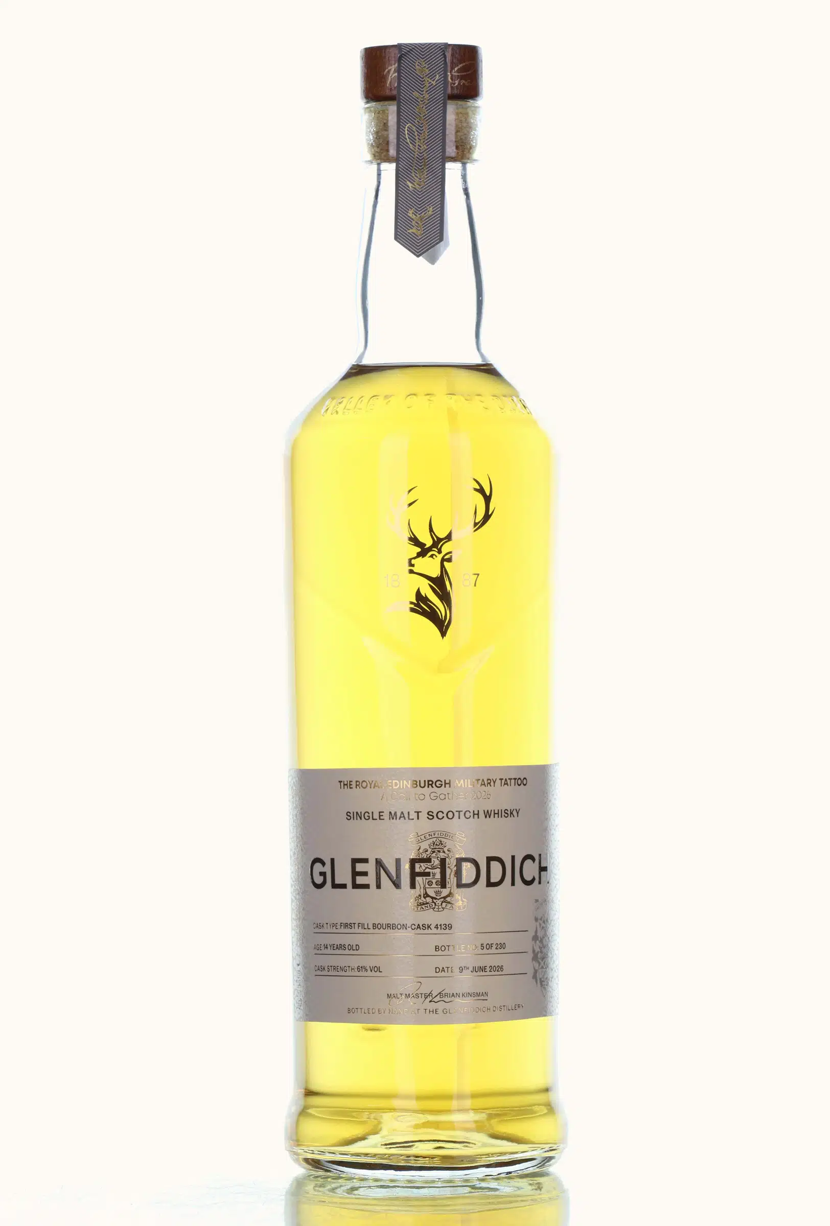Glenfiddich Royal Edinburgh Military Tattoo 2026 14 Year Old, Bourbon Cask, Cask #4139, 2026, 61.3% whisky bottle