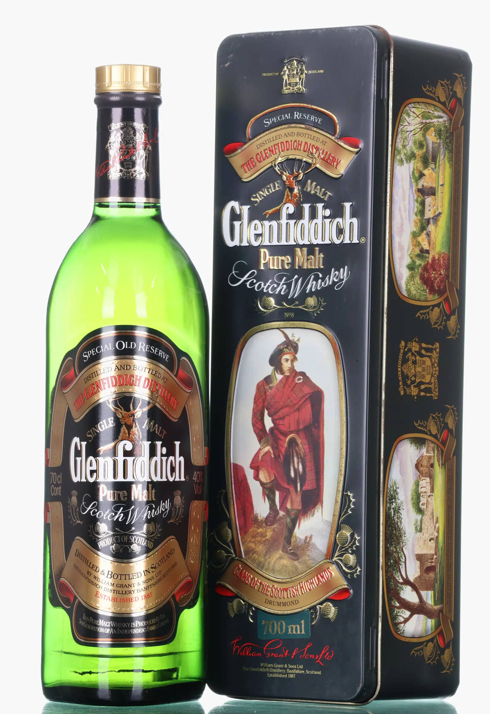Glenfiddich Special Old Reserve Pure Malt Clan of the Highlands of Drummond, 40% whisky bottle