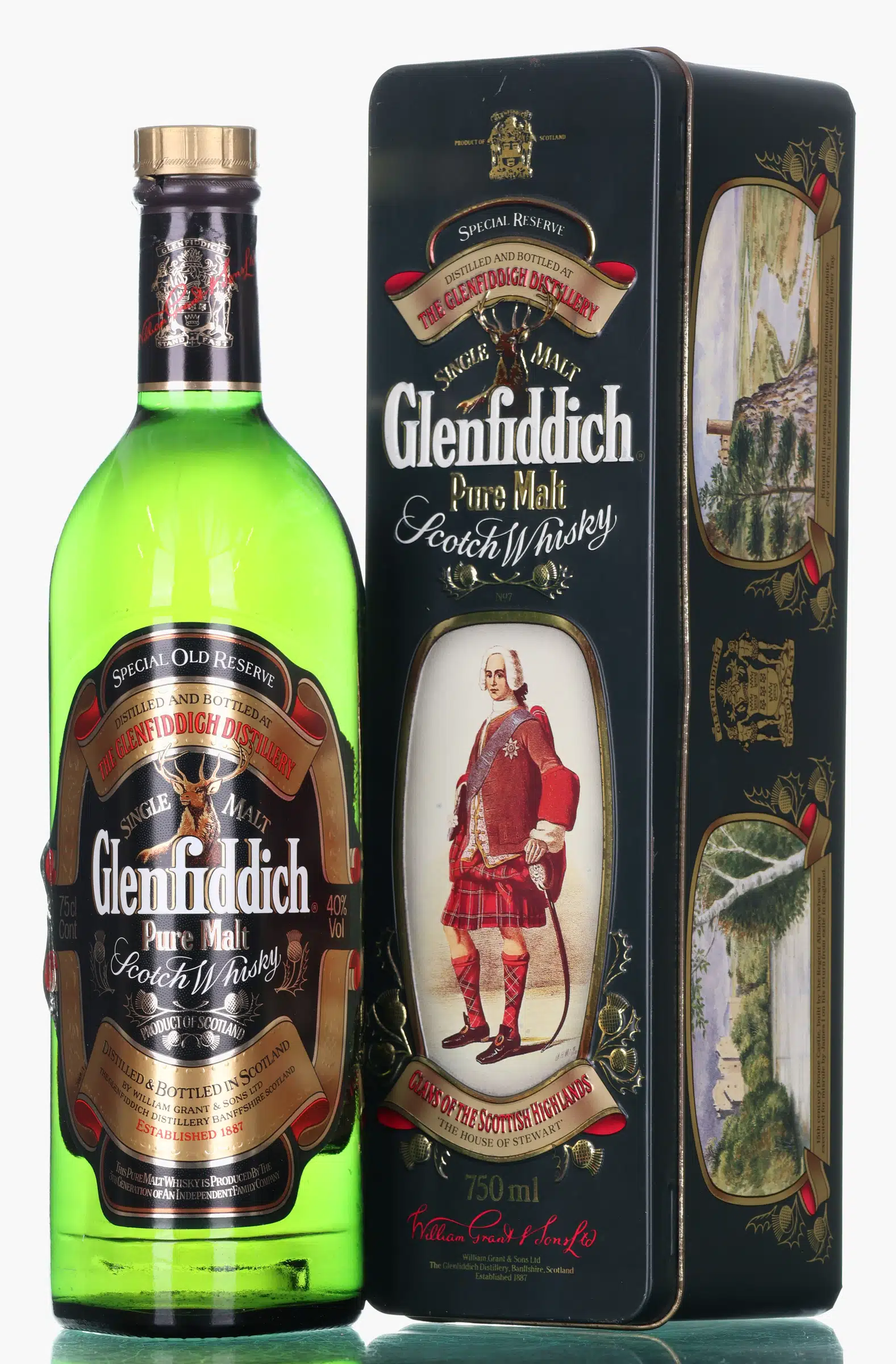 Glenfiddich Special Old Reserve Pure Malt Clan of the Highlands of Stewart, 40% whisky bottle