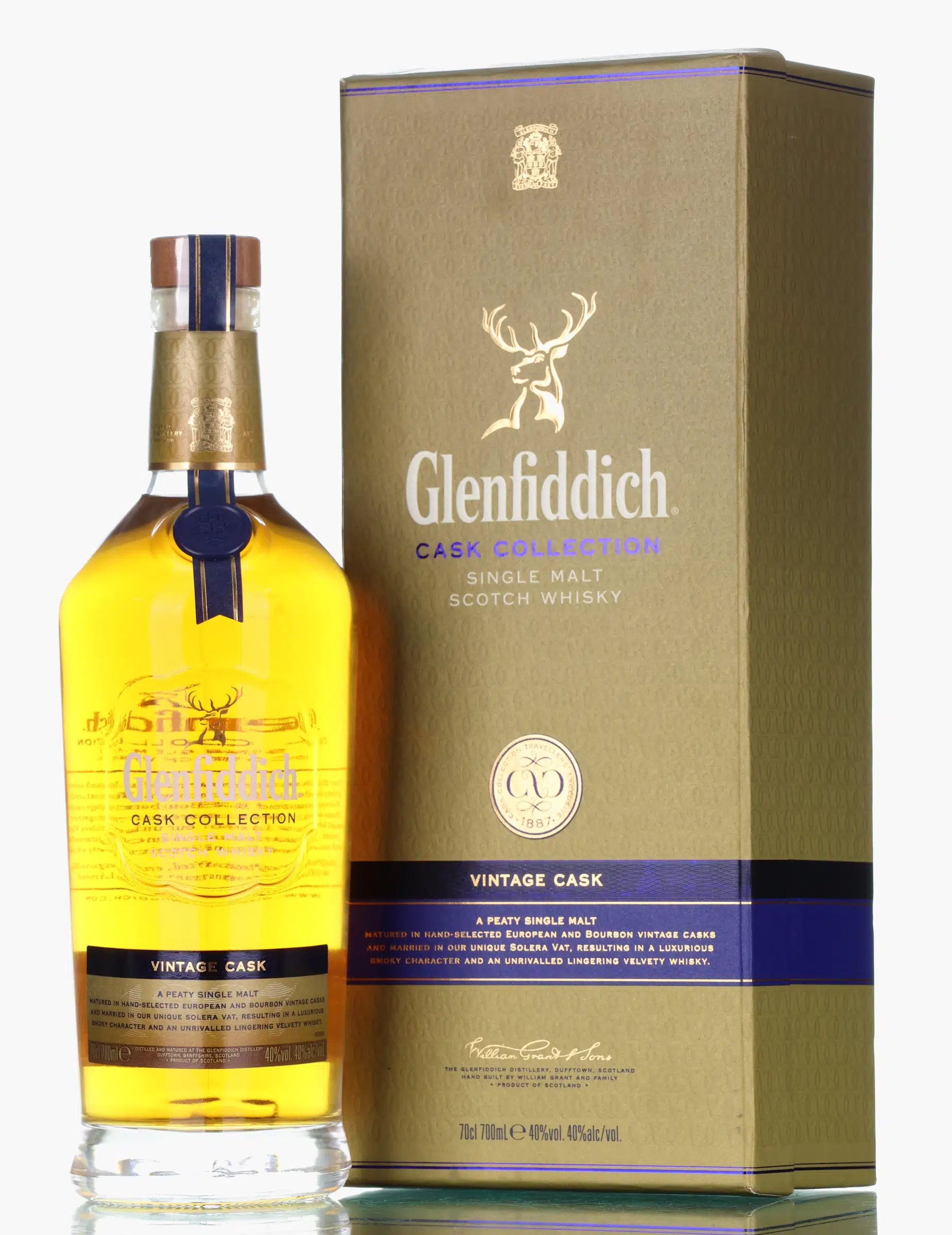 Glenfiddich Vintage Cask Cask Collection, Bourbon & European Oak Cask, 40% whisky bottle