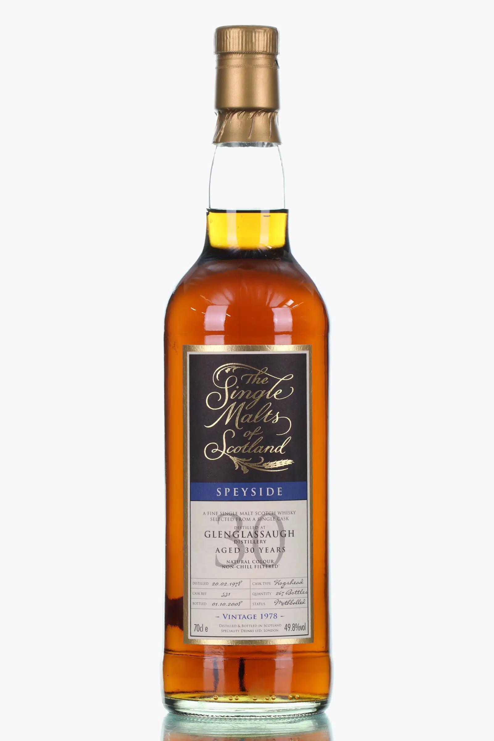 Glenglassaugh The Single Malts of Scotland 30 Year Old, Hogshead Cask, Cask #531, 1978, Speciality Drinks Ltd, 49.8% whisky bottle