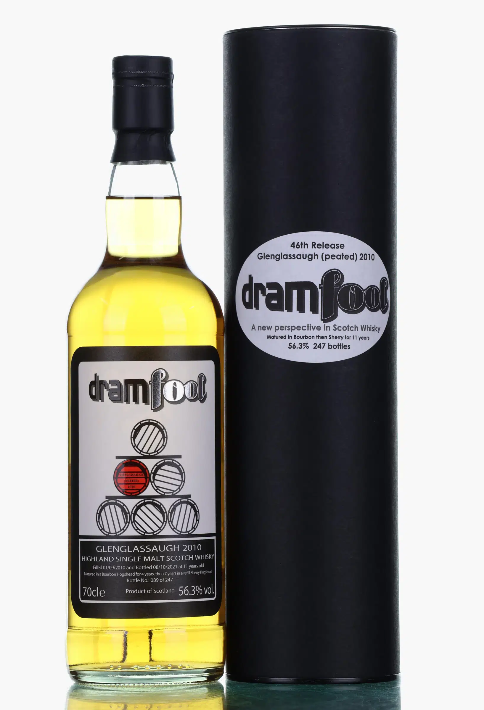 Glenglassaugh Peated 11 Year Old, Bourbon & Sherry Cask, 2010, Dram Fool, 56.3% whisky bottle