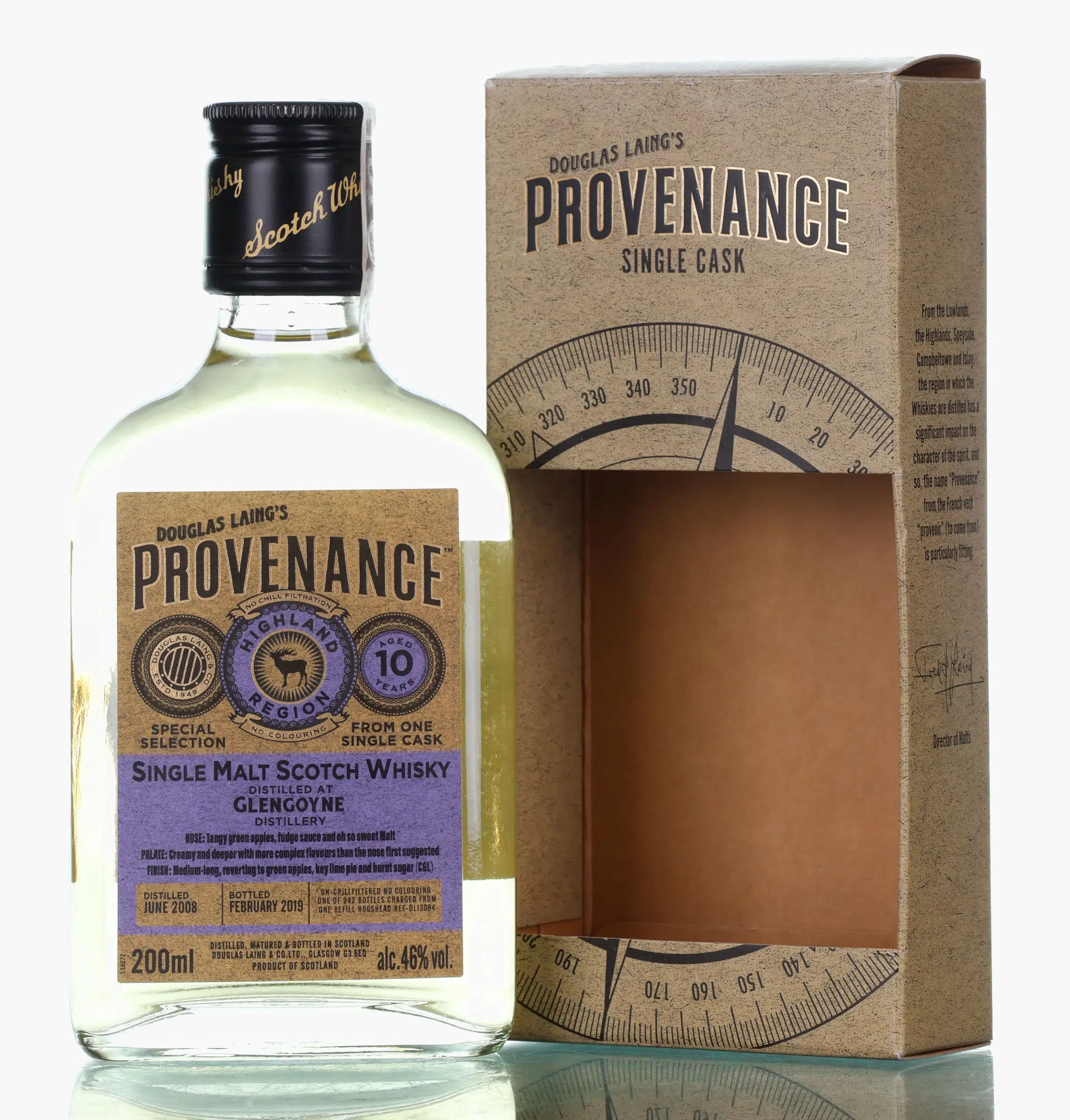 Glengoyne Provenance 10 Year Old, Hogshead Cask, 2008, Douglas Laing, 46% whisky bottle