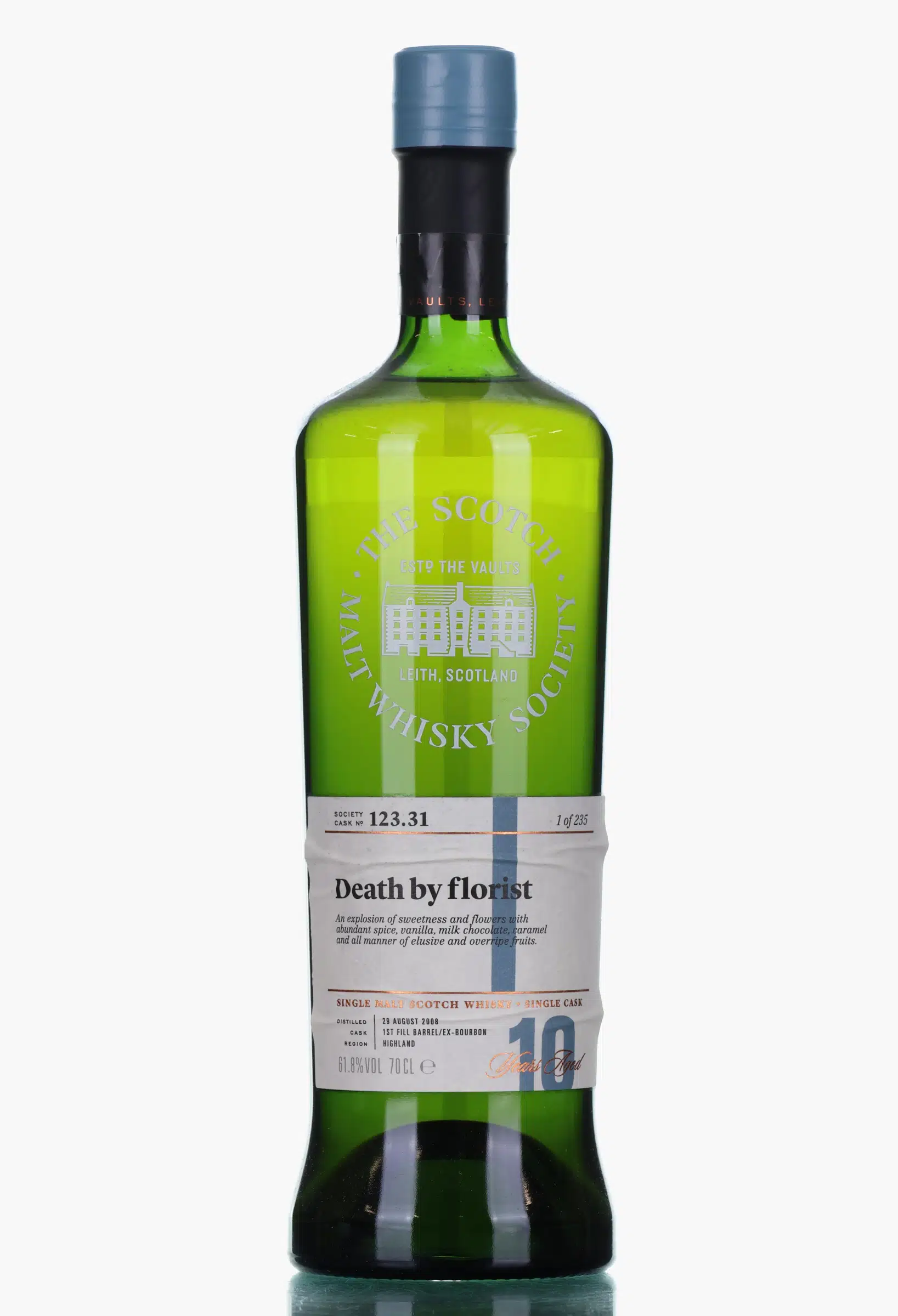 Glengoyne Death by Florist 10 Year Old, Bourbon Cask, Cask #123.31, 2008, The Scotch Malt Whisky Society, 61.8% whisky bottle