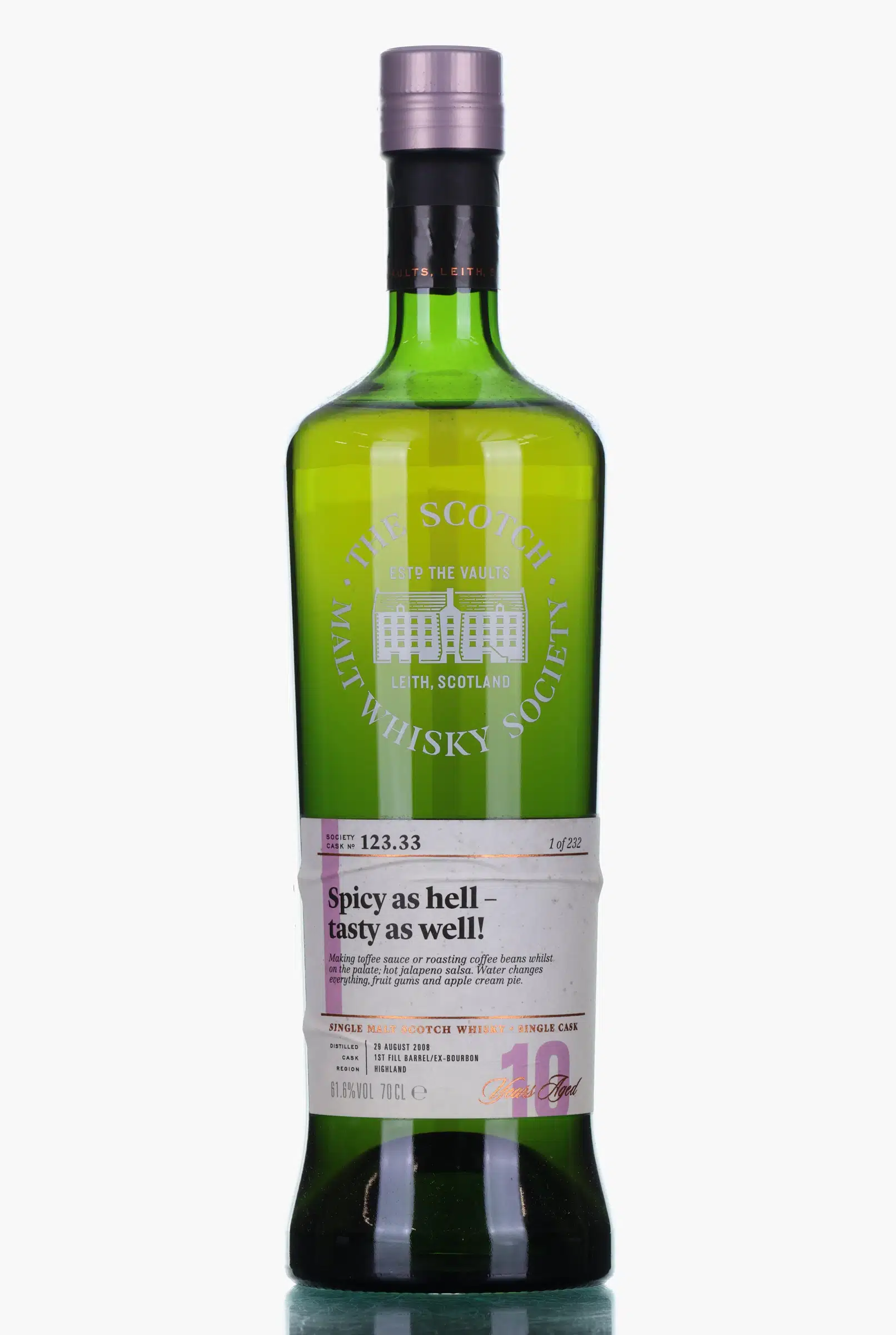 Glengoyne Spicy as Hell - Tasty as Well 10 Year Old, Bourbon Cask, Cask #123.33, 2008, Scotch Malt Whisky Society, 61.6% whisky bottle