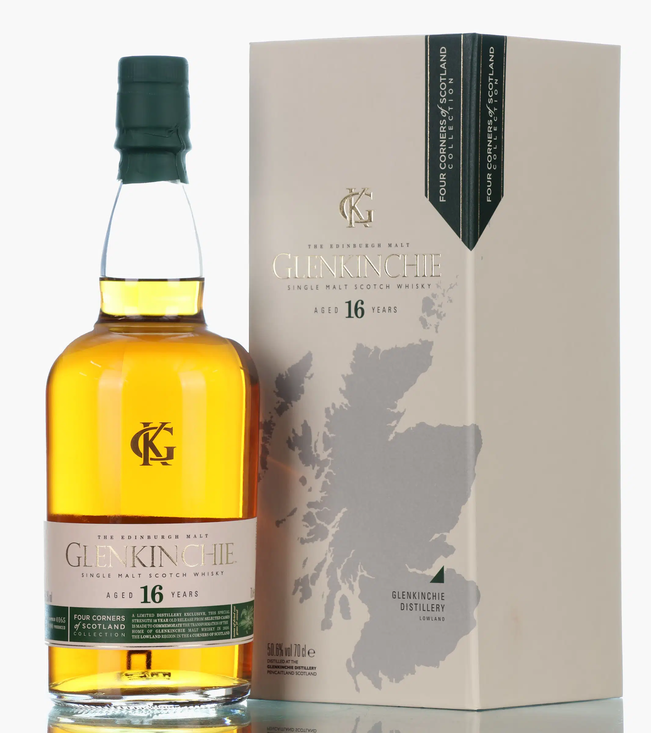 Glenkinchie Four Corners of Scotland Collection 16 Year Old, Refill & Freshly Charred Hogshead Cask, 2020, 50.6% whisky bottle