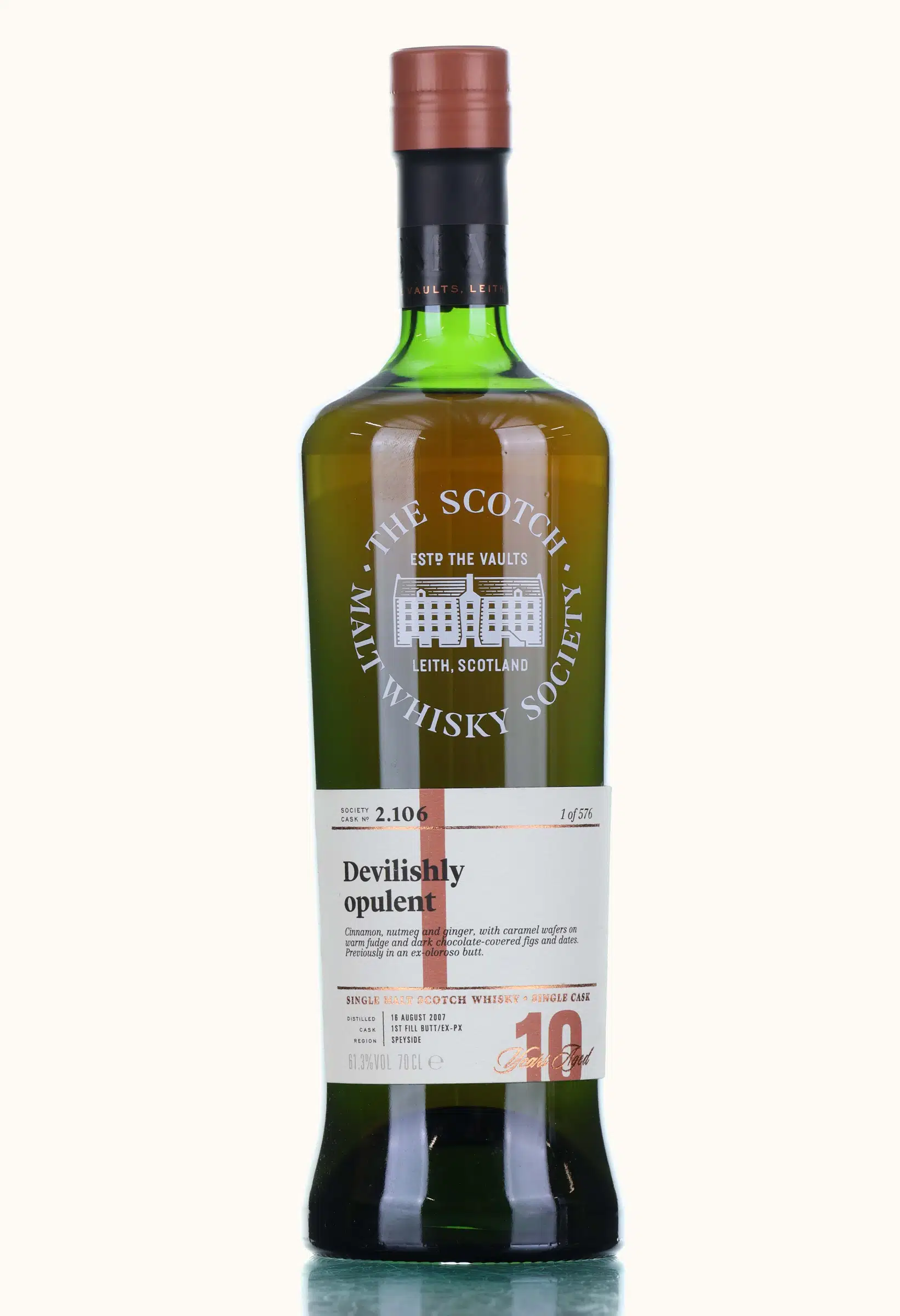 Glenlivet Devilishly Opulent 10 Year Old, Sherry Cask, Cask #2.106, 2007, The Scotch Malt Whisky Society, 61.3% whisky bottle