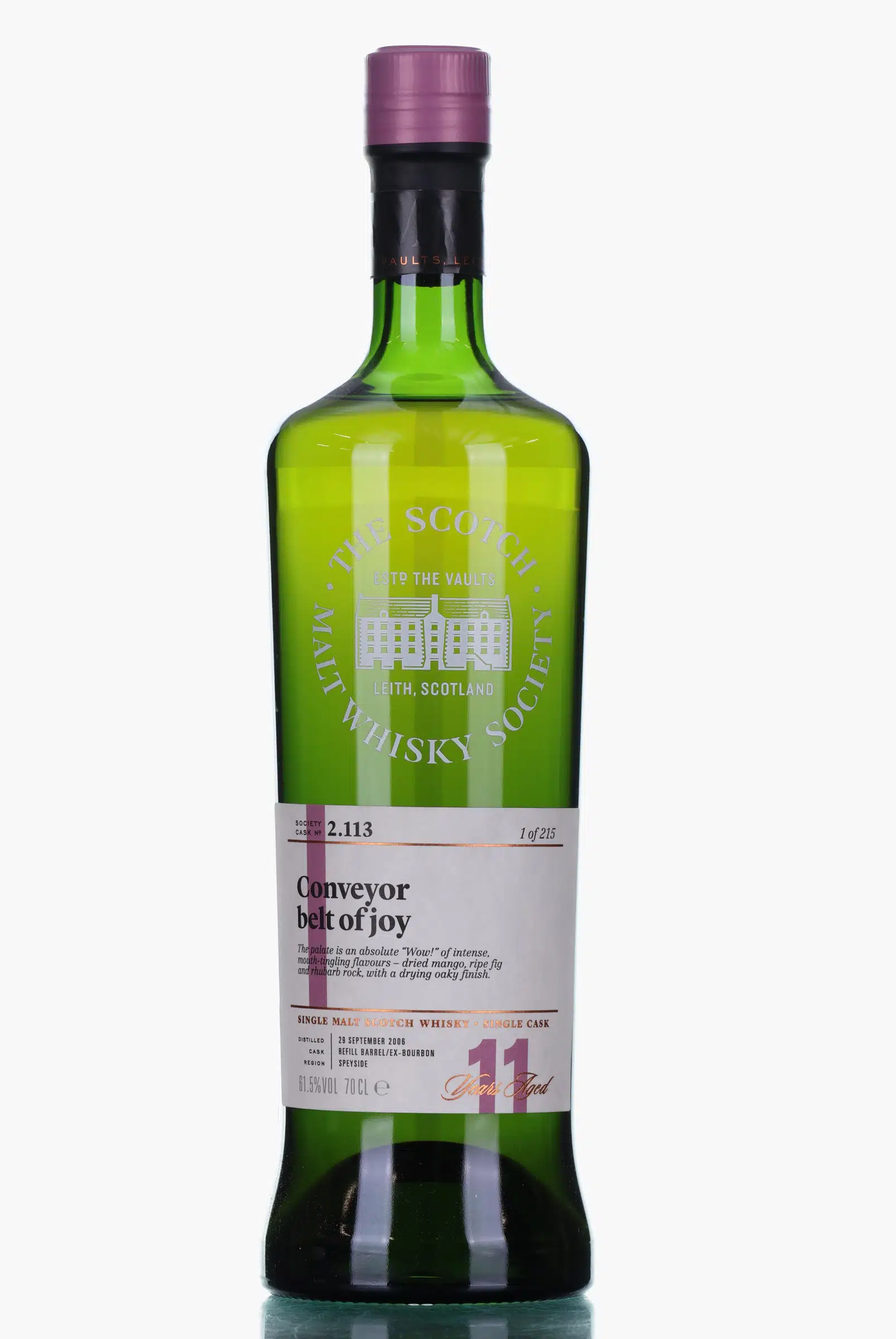 Glenlivet Conveyor Belt of Joy 11 Year Old, Bourbon Cask, Cask #2.113, 2006, The Scotch Malt Whisky Society, 61.5% whisky bottle