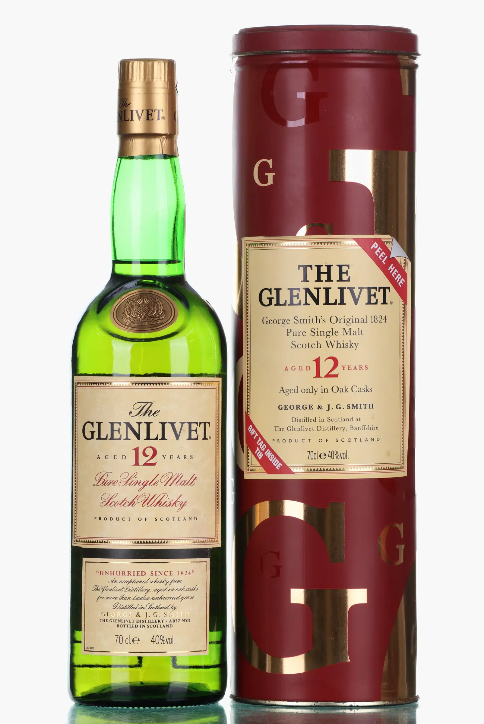 Glenlivet 12 Year Old, European & American Oak Cask, 40%, 70cl whisky bottle