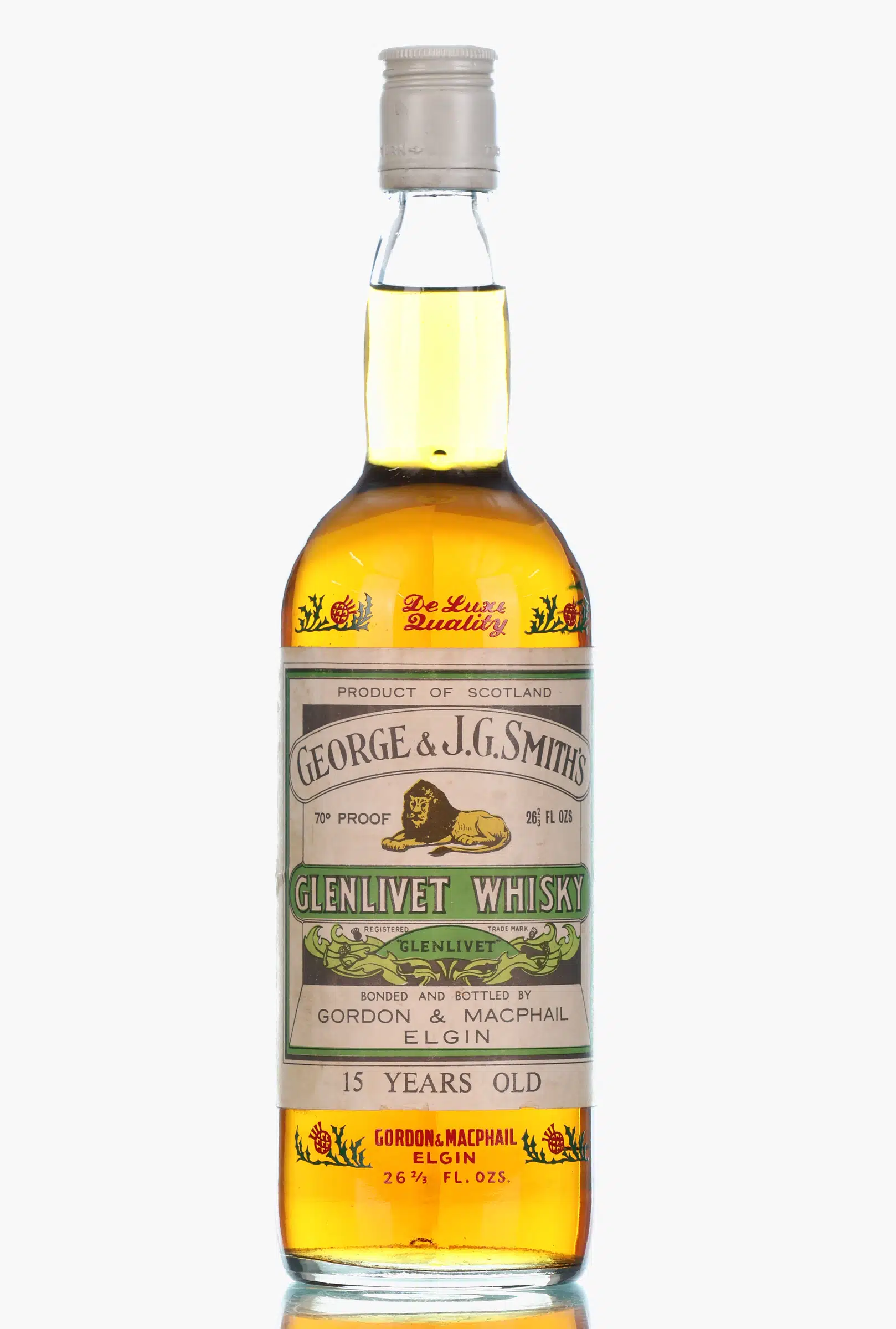 Glenlivet George & J.G. Smith's (Flower Stencil) 15 Year Old, Sherry Cask, Gordon & MacPhail, 40% whisky bottle