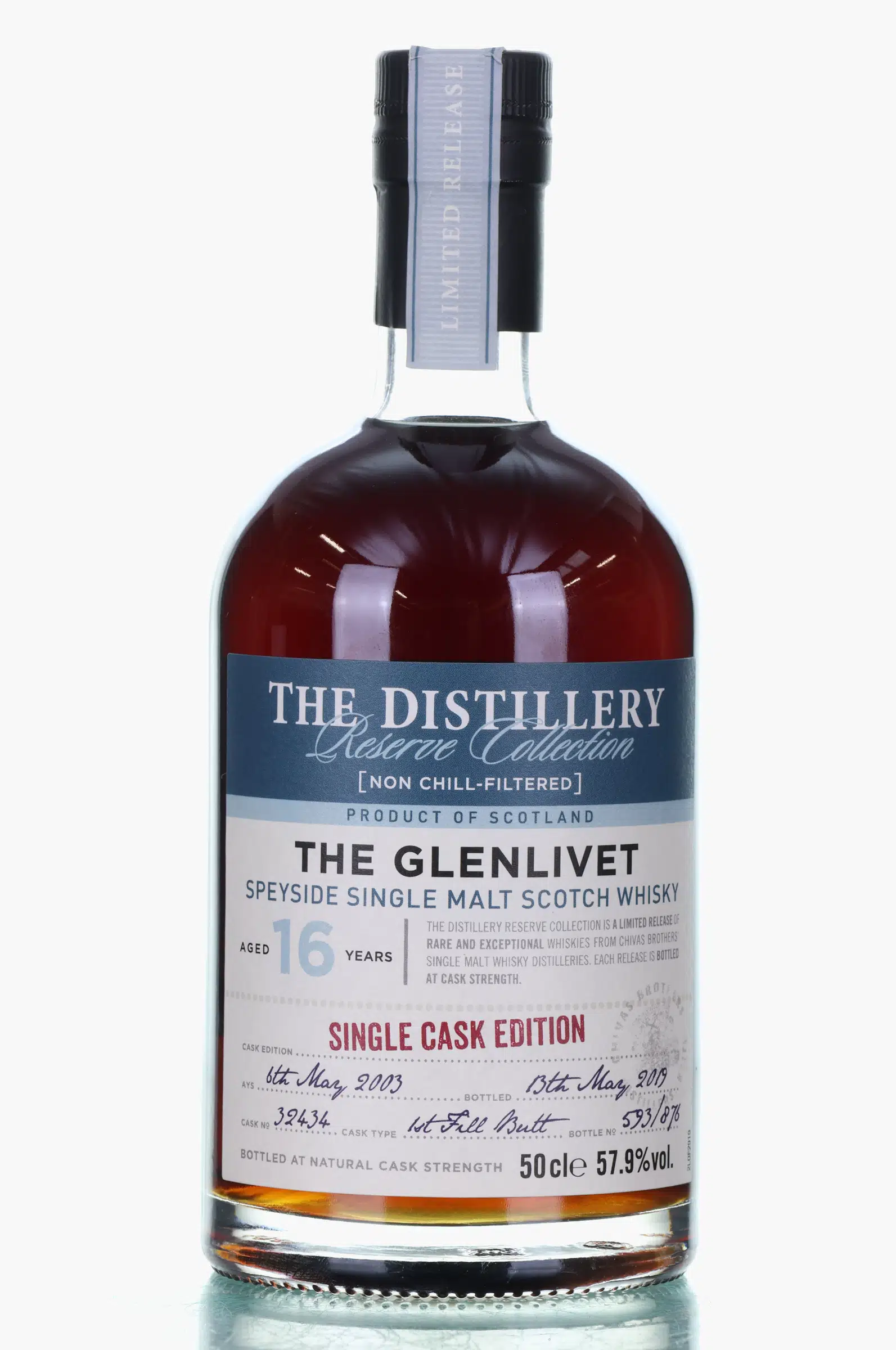 Glenlivet The Distillery Reserve Collection 16 Year Old, 1st Fill Sherry Butt Cask, Cask #32434, 2019, 57.9% whisky bottle