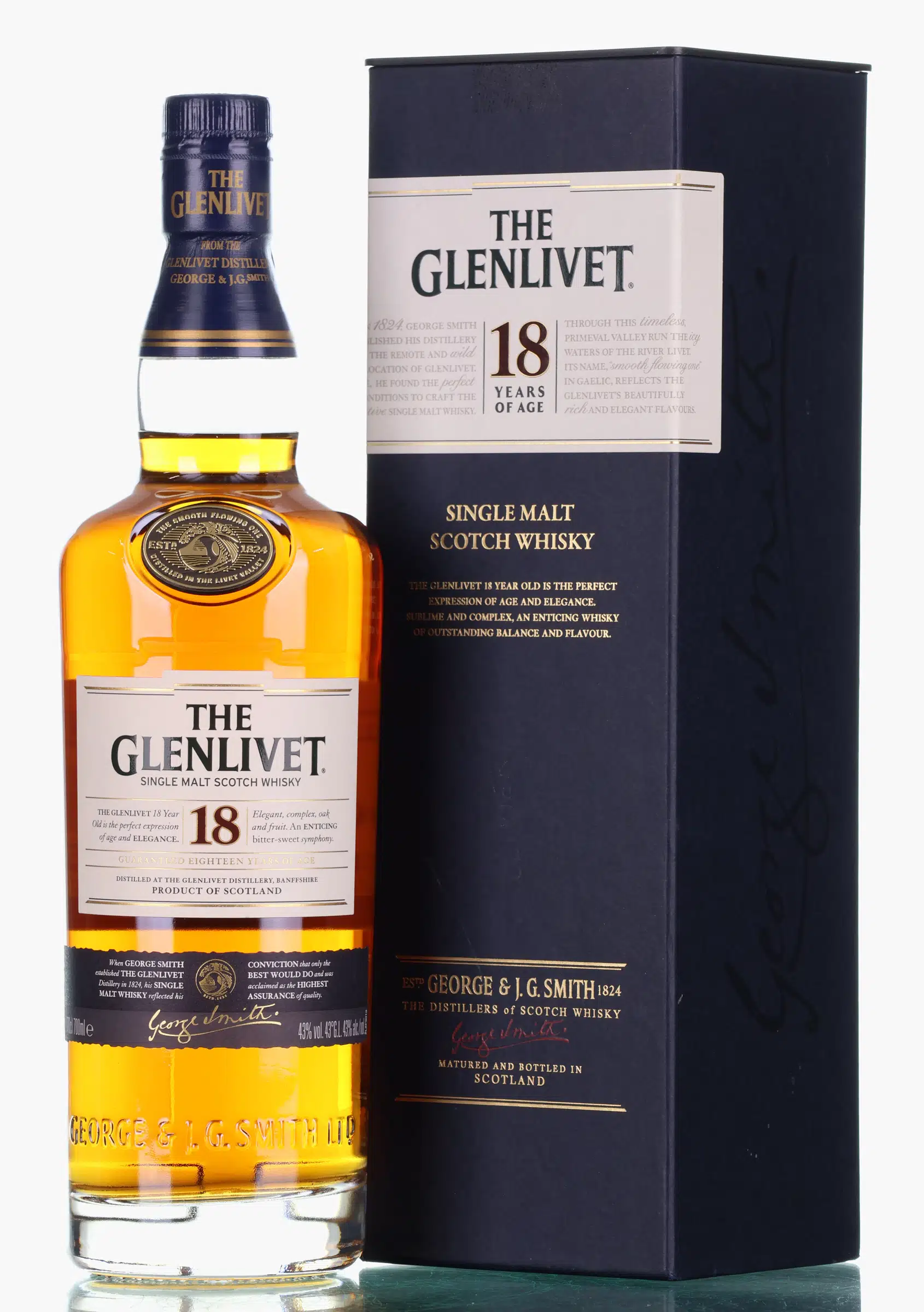 Glenlivet 18 Year Old, American & Sherry Cask, 43%, 70cl whisky bottle
