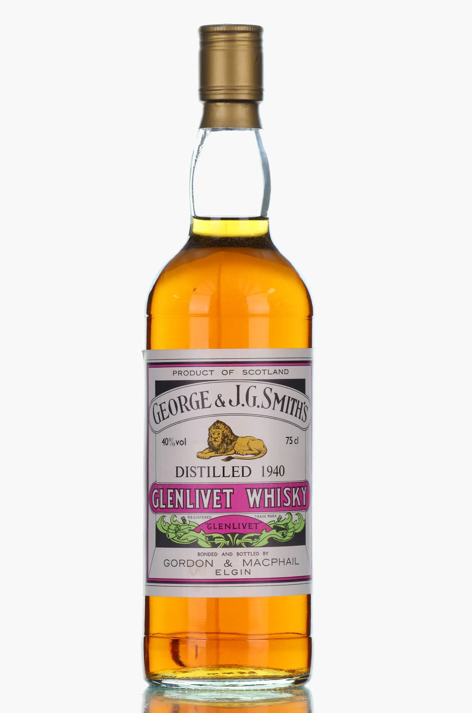 Glenlivet 40 Year Old, Sherry Cask, 1940, Gordon & MacPhail, 40% whisky bottle