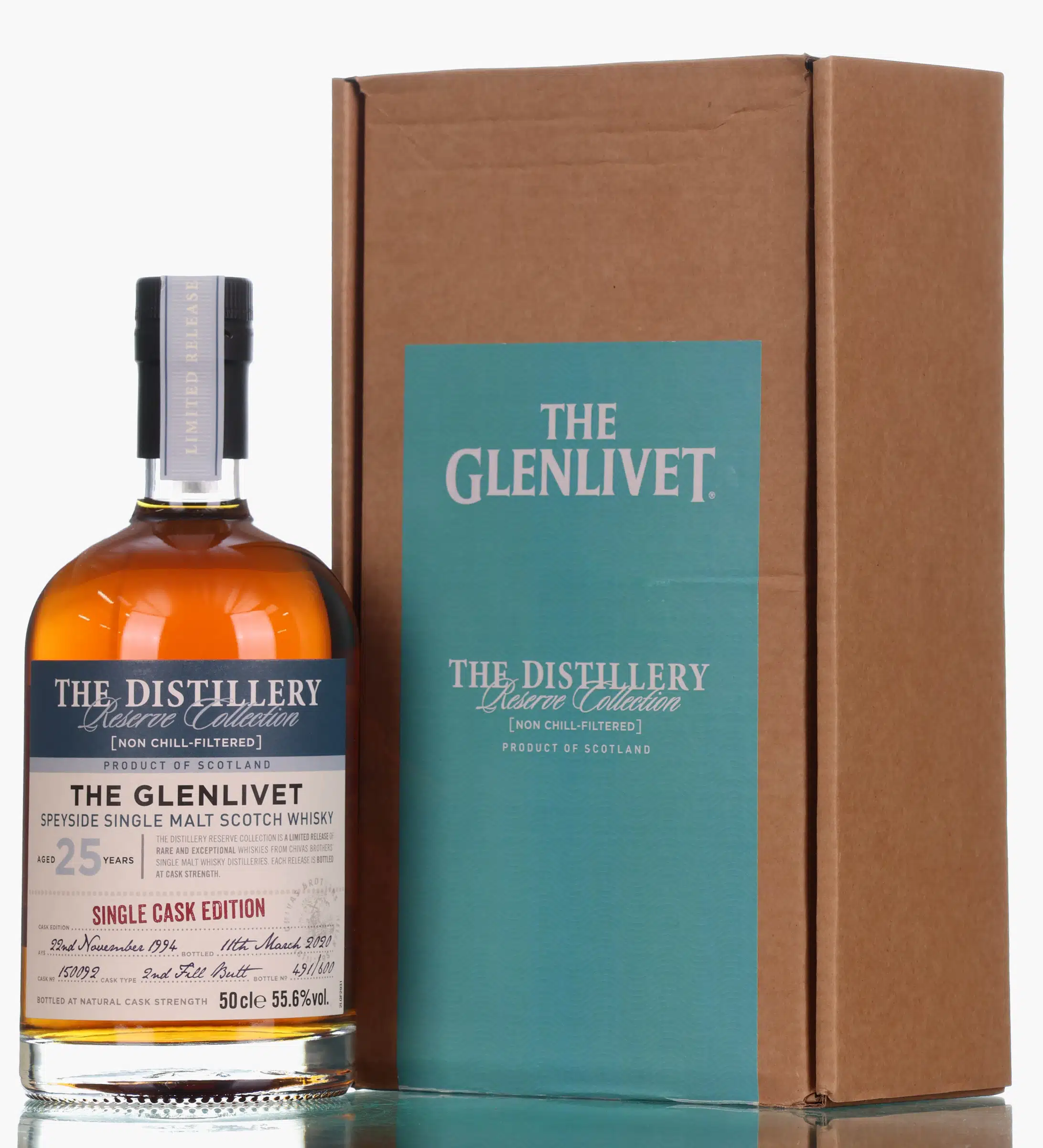 Glenlivet The Distillery Reserve Collection Single Cask Edition 25 Year Old, 2nd Fill Butt Cask, Cask #150199, 2020, 55.6% whisky bottle