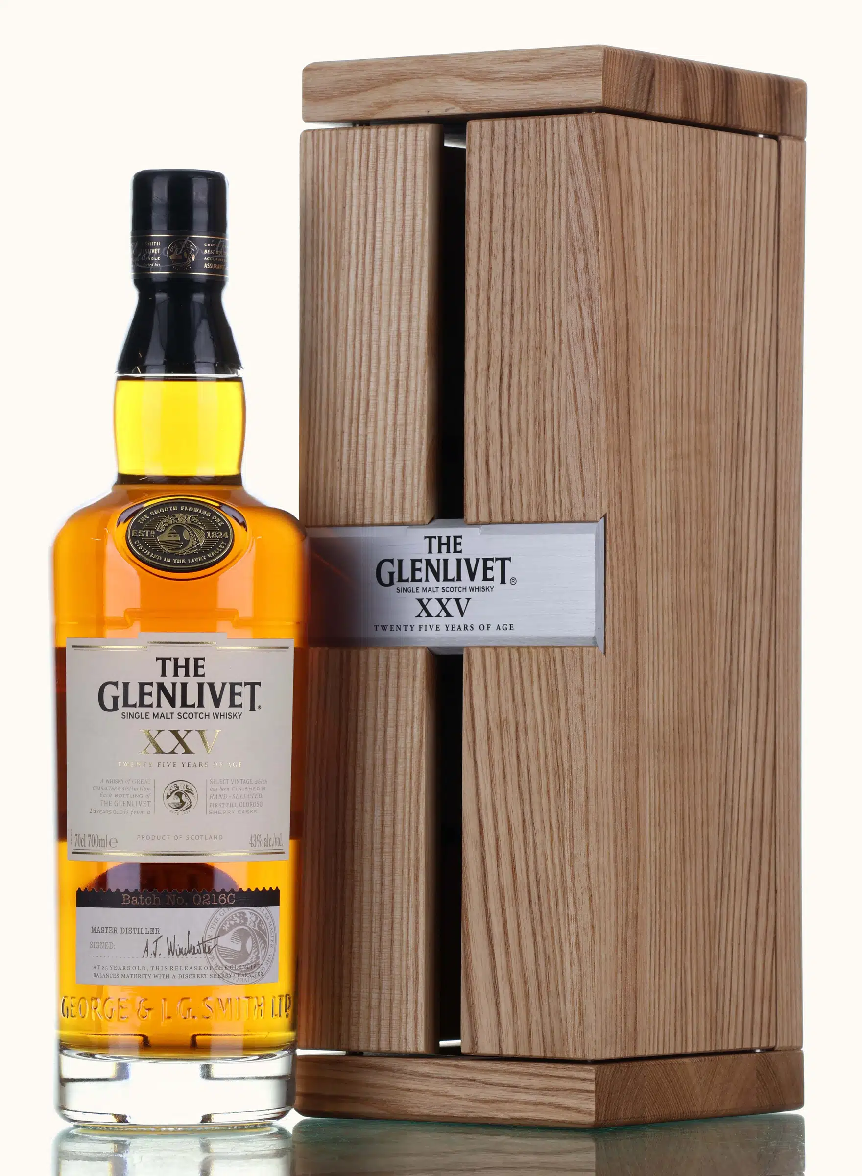 Glenlivet XXV 25 Year Old, Sherry Cask, Batch No. 0216C, 2017, 43% whisky bottle
