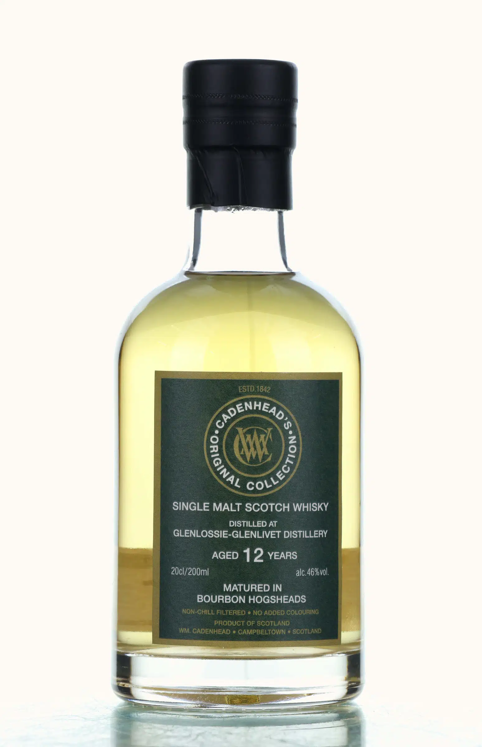 Glenlossie Original Collection 12 Year Old, Bourbon Cask, 2013, Cadenhead's, 46% whisky bottle