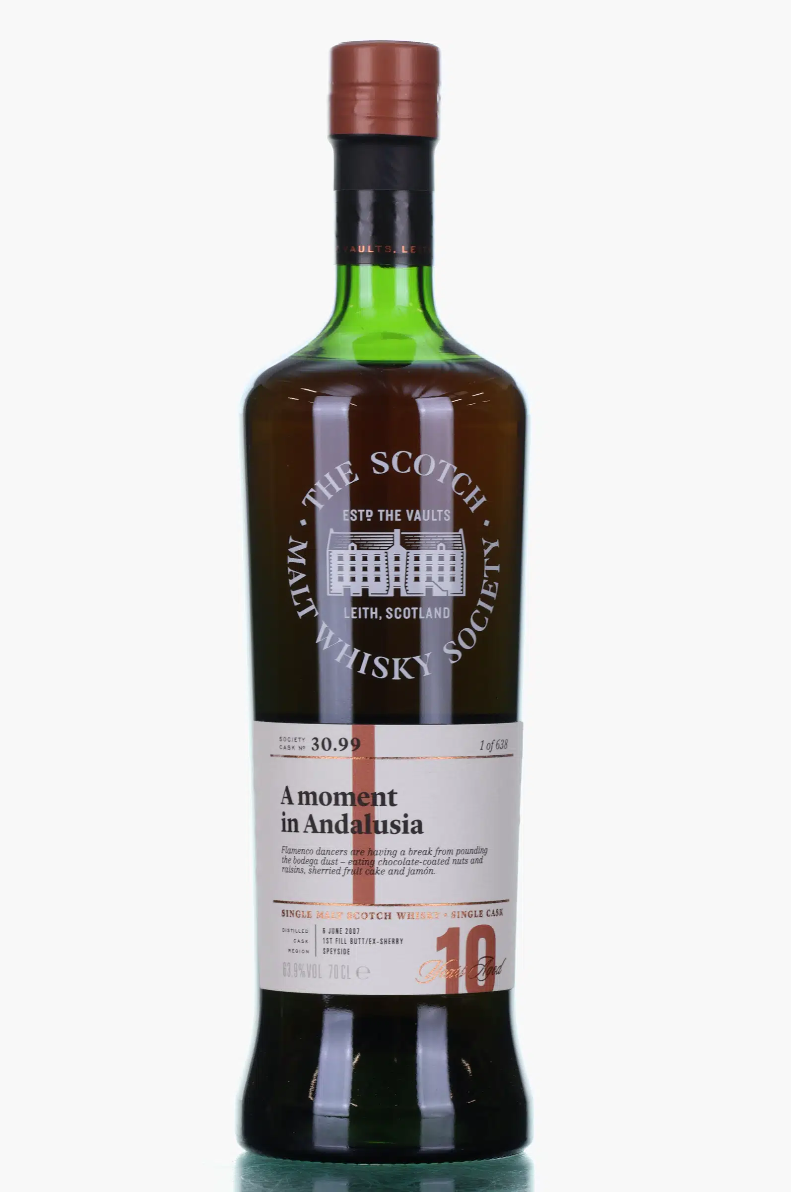 Glenrothes A Moment in Andalusia 10 Year Old, Sherry Butt Cask, Cask #30.99, 2007, The Scotch Malt Whisky Society, 63.9% whisky bottle